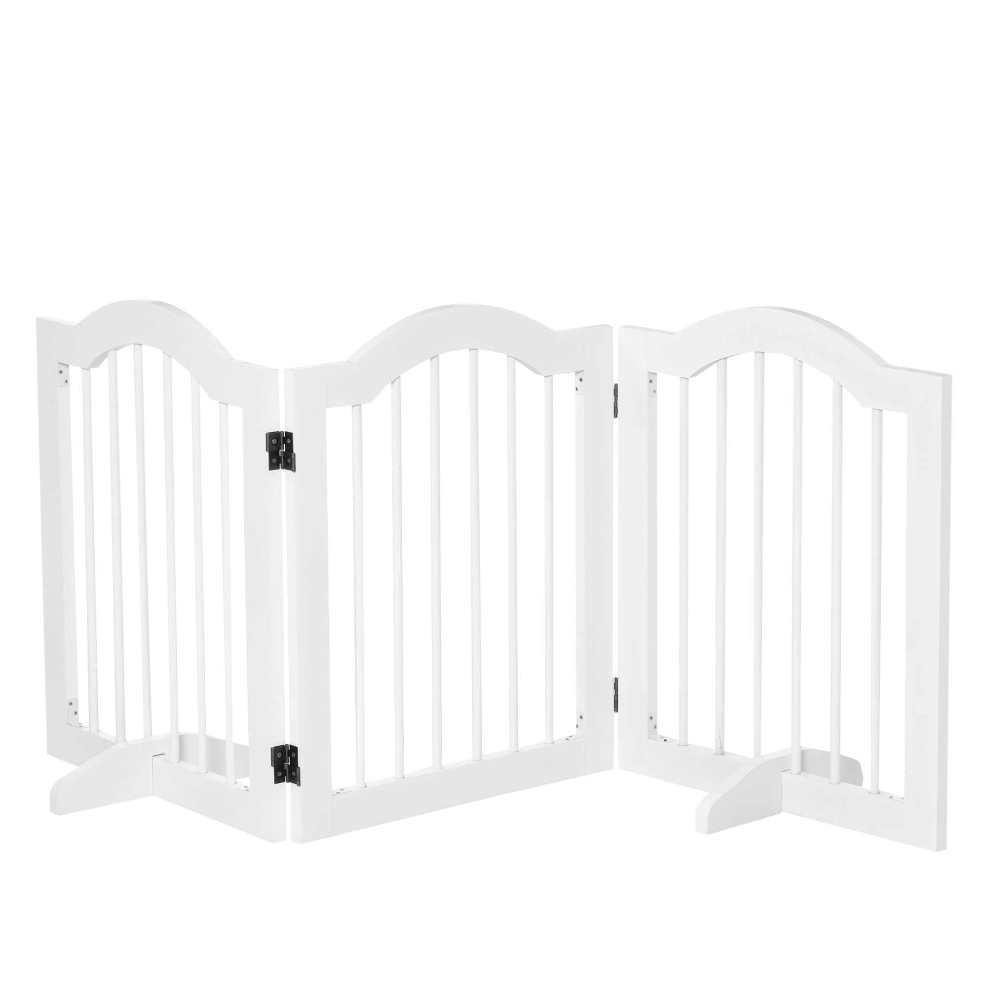 PawHut Freestanding Pet Gate Safety Barrier 3 Pannel w/ Support Feet White  | TJ Hughes