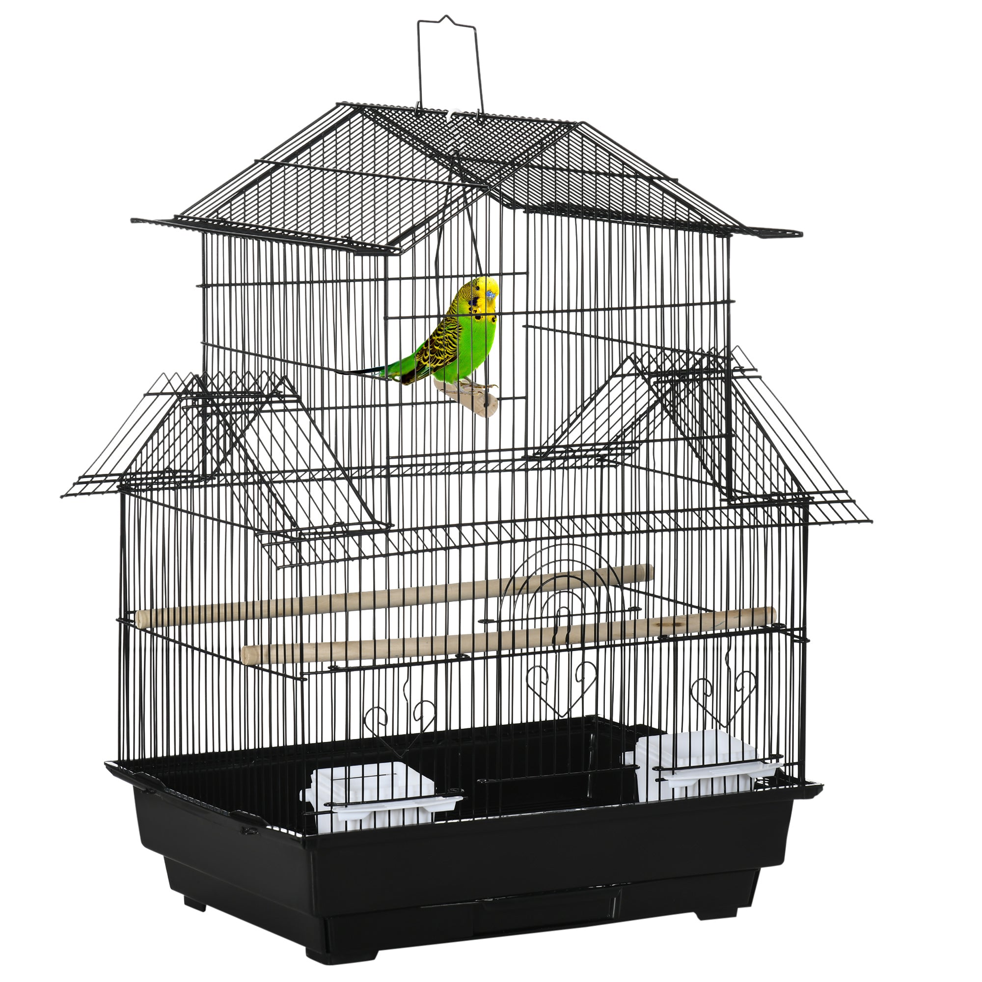 PawHut Metal Bird Cage Small w/ Perch Food Container Handle for Finch Canary  | TJ Hughes