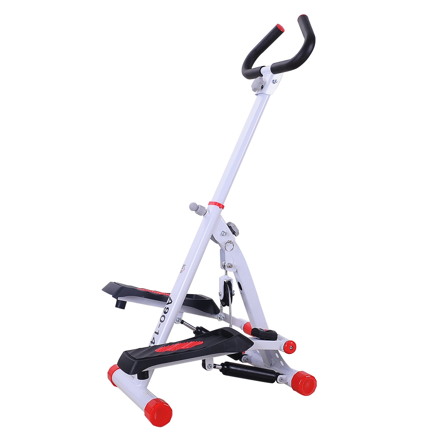 HOMCOM Foldable Stepper Adjustable Step Machine w/ Handlebar LCD Display - Red  | TJ Hughes