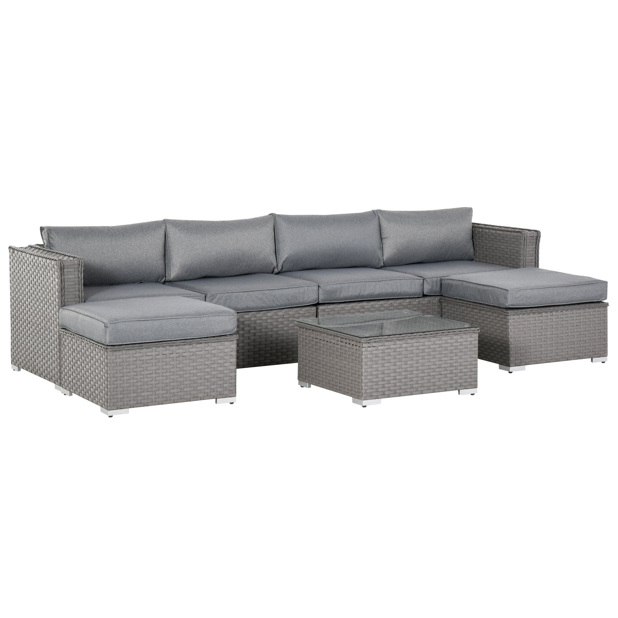 Outsunny 5PC PE Rattan Corner Sofa Set Outdoor Conservatory Furniture w/ Cushion  | TJ Hughes