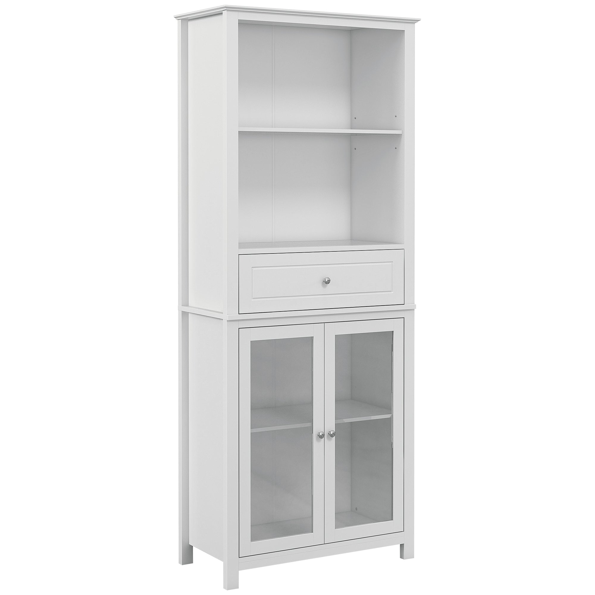 HOMCOM Kitchen Cupboard Modern Storage Cabinet w/ Glass Door Adjustable Shelves  | TJ Hughes