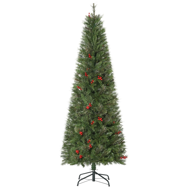 HOMCOM Christmas Tree Slim 5’ with Berries  | TJ Hughes