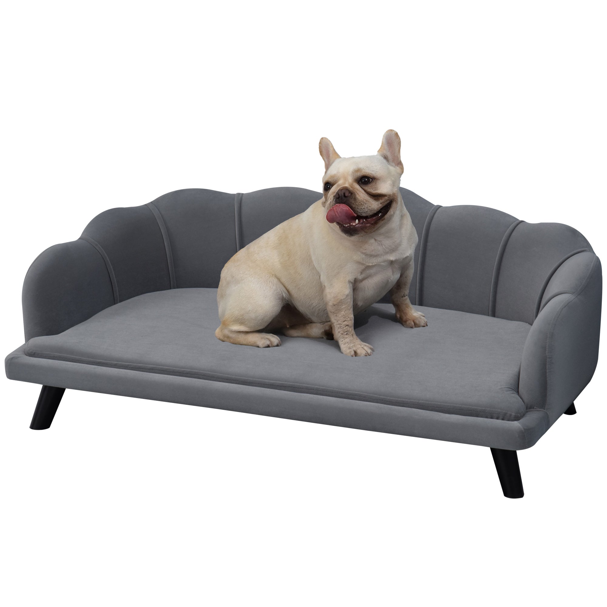 PawHut Dog Sofa for Medium Large Dogs - Shell Shaped Pet Couch Bed with Legs Cushion Washable Cover - Grey  | TJ Hughes
