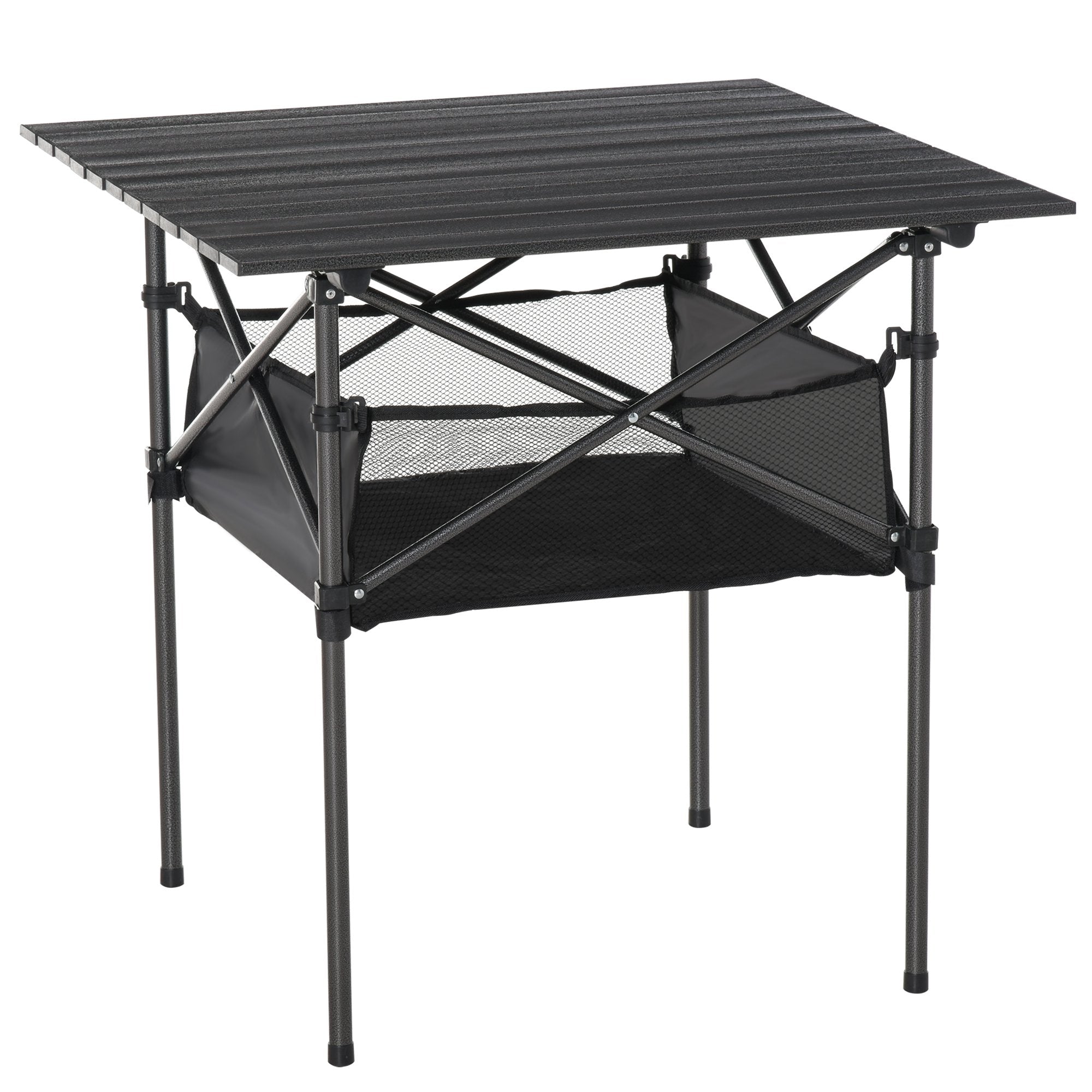 Outsunny Aluminum Camping Table Folding Table Picnic Table w/ Mesh  Bag - Black  | TJ Hughes