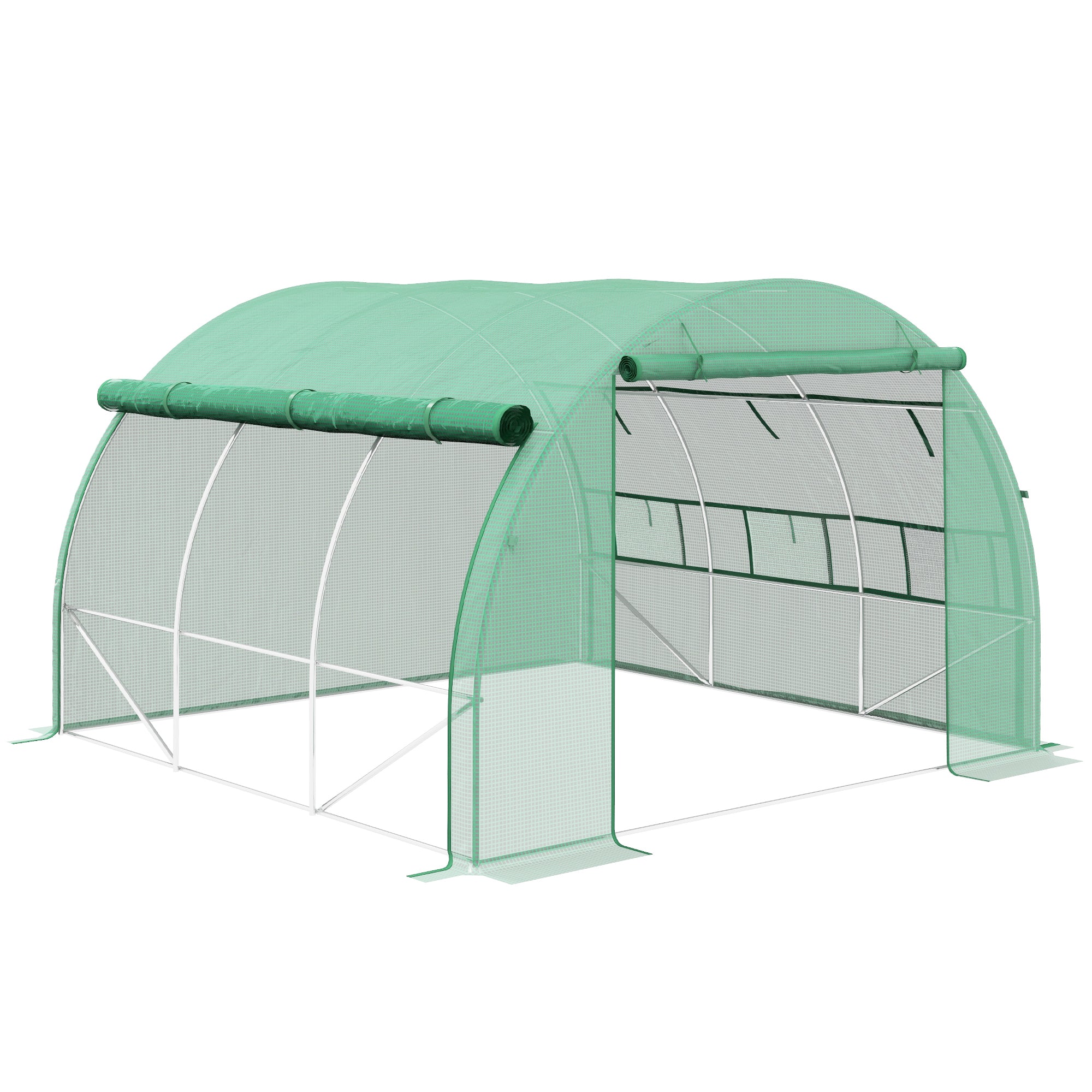 Outsunny 3 x 3 x 2 m Polytunnel Greenhouse Pollytunnel Tent Steel Frame Green  | TJ Hughes Light Grey
