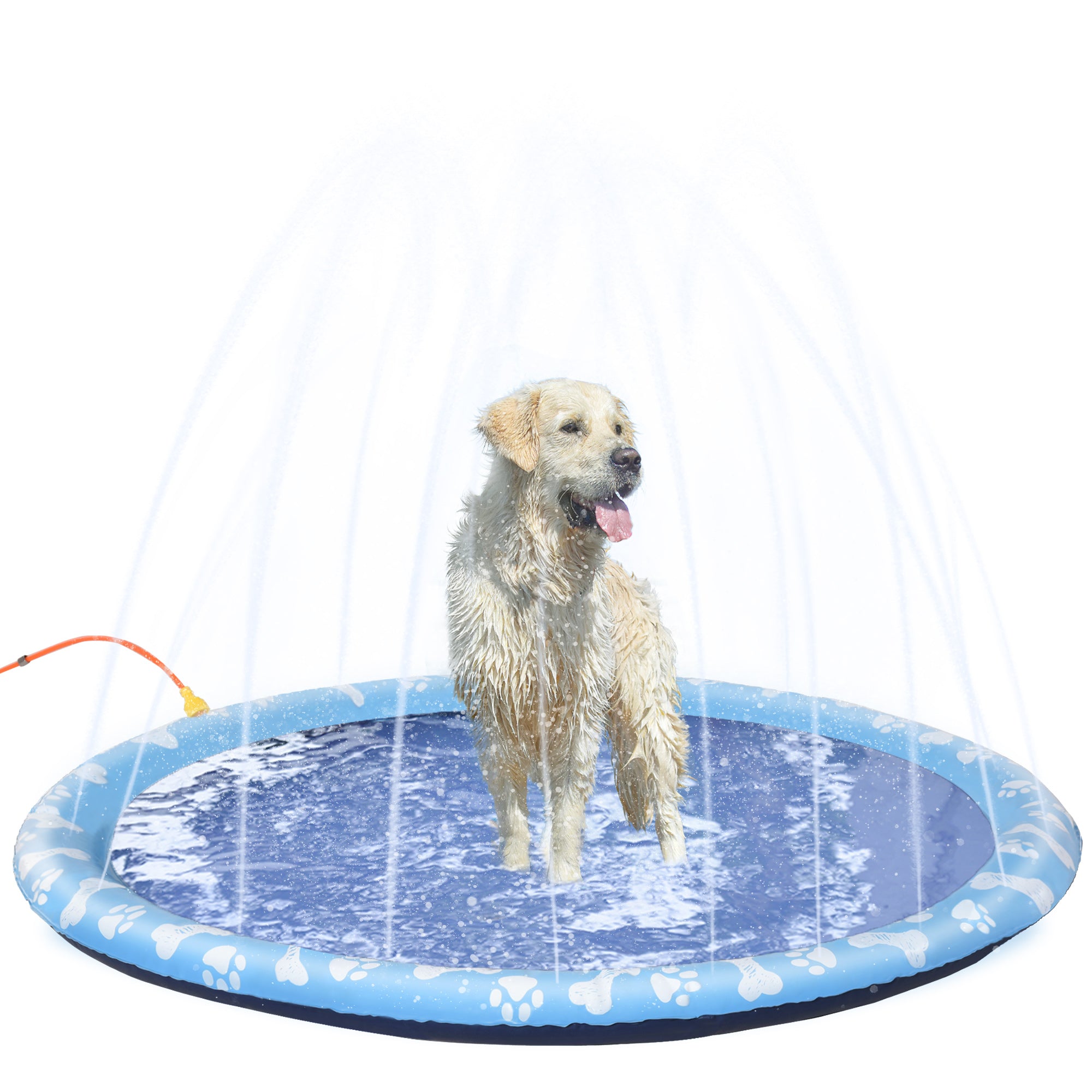 PawHut 170cm Splash Pad Sprinkler for Pets Dog Bath Pool Non-slip Outdoor Blue  | TJ Hughes