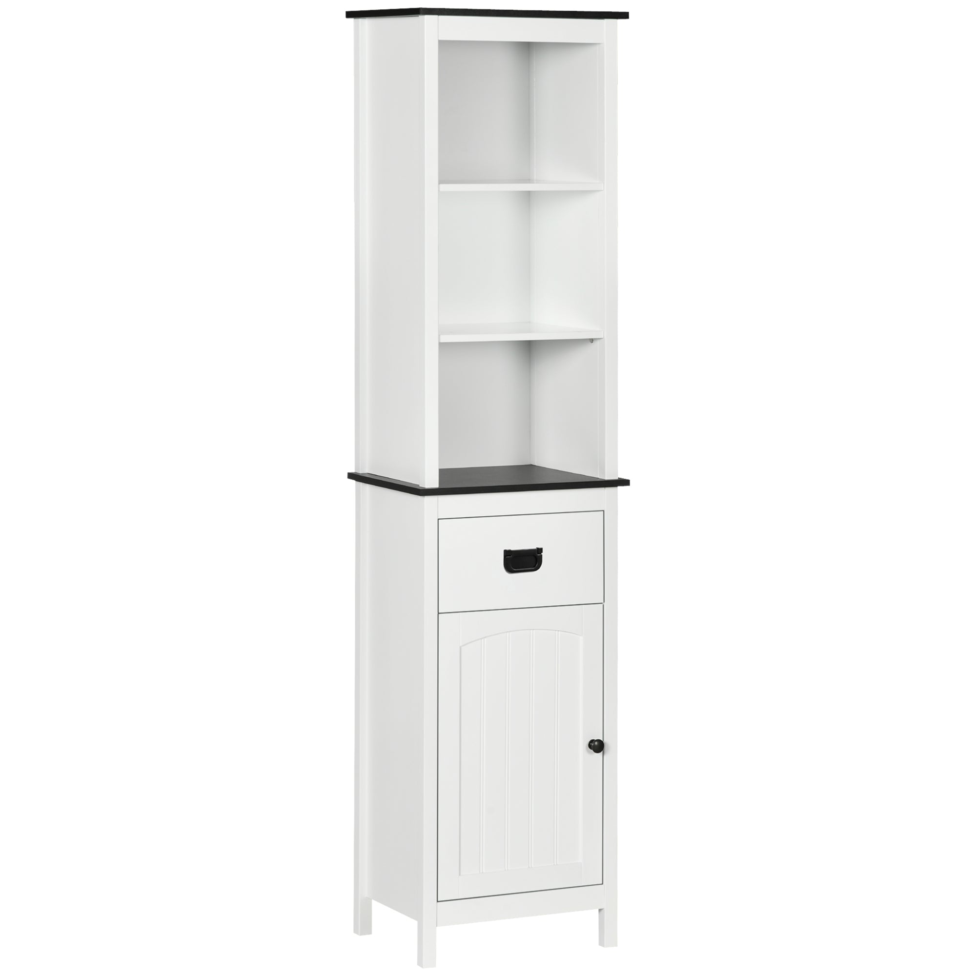 kleankin Freestanding Tallboy Storage Unit W/ Drawer Single Door Cabinet White  | TJ Hughes