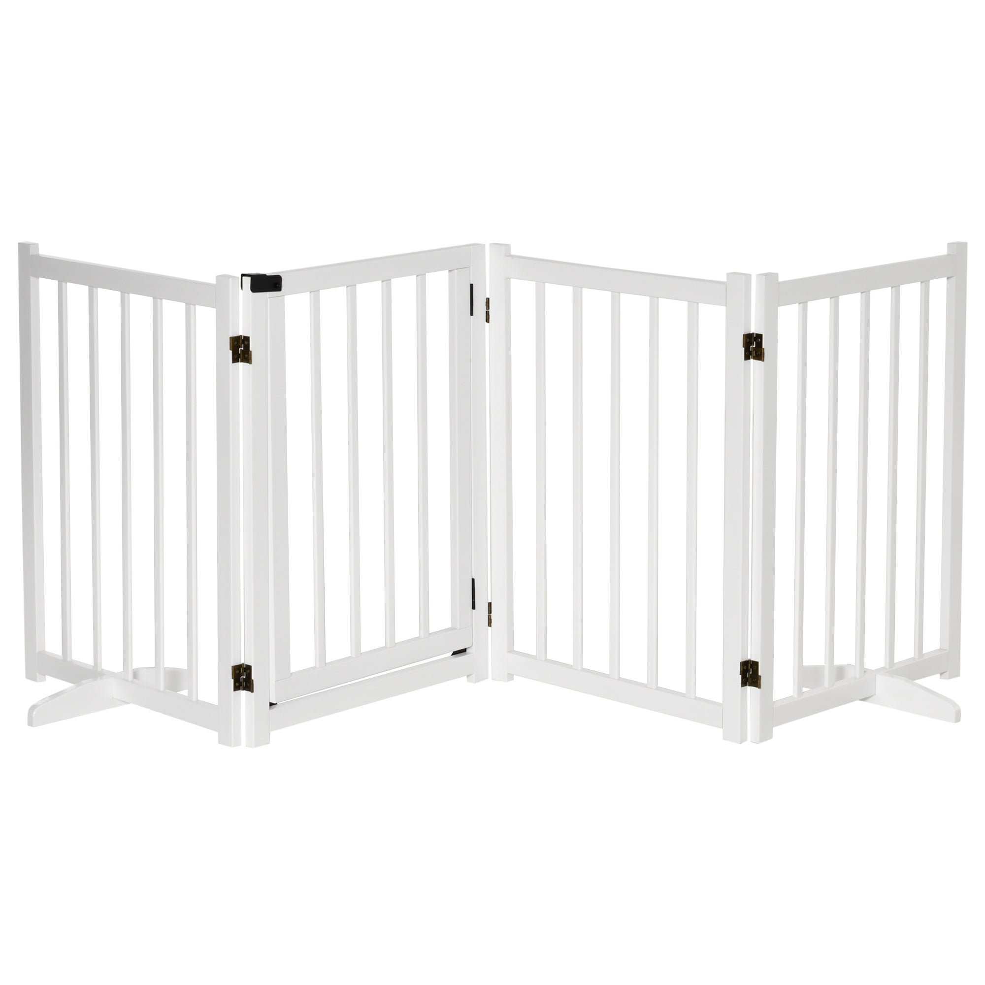 PawHut Freestanding Pet Gate w/ 2 Support Feet for Doorways Stairs White  | TJ Hughes