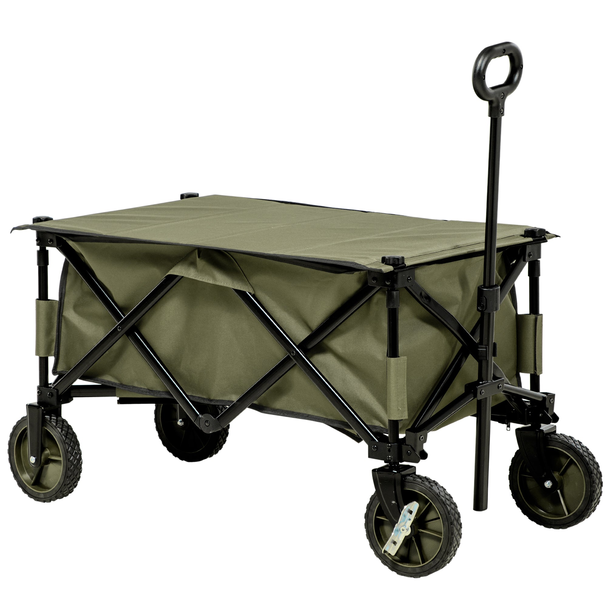 Outsunny Folding Wagon Garden Cart Collapsible Camping Trolley for Outdoor  | TJ Hughes