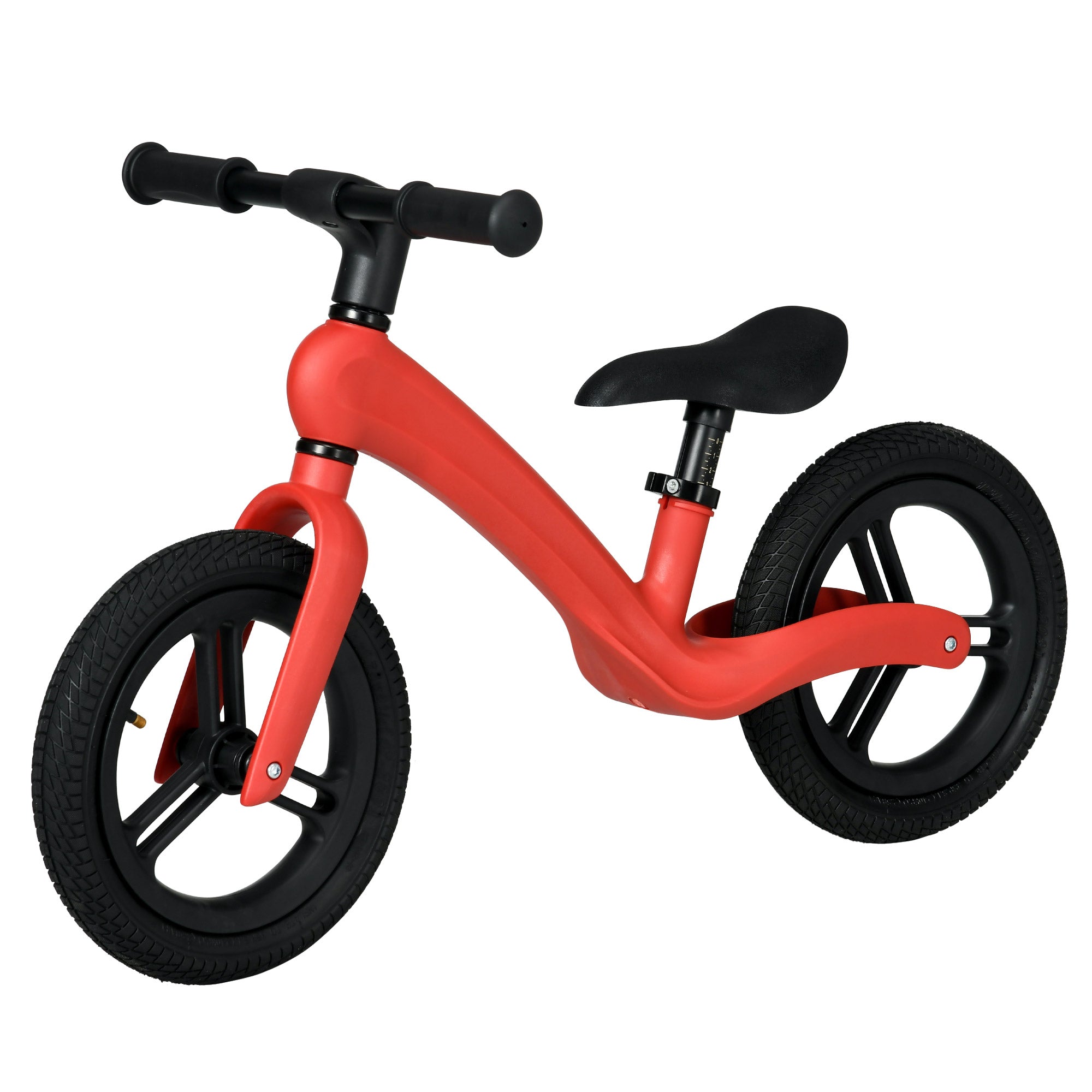 AIYAPLAY 12" Kids Balance Bike w/ Adjustable Seat - Rubber Wheels - Red  | TJ Hughes