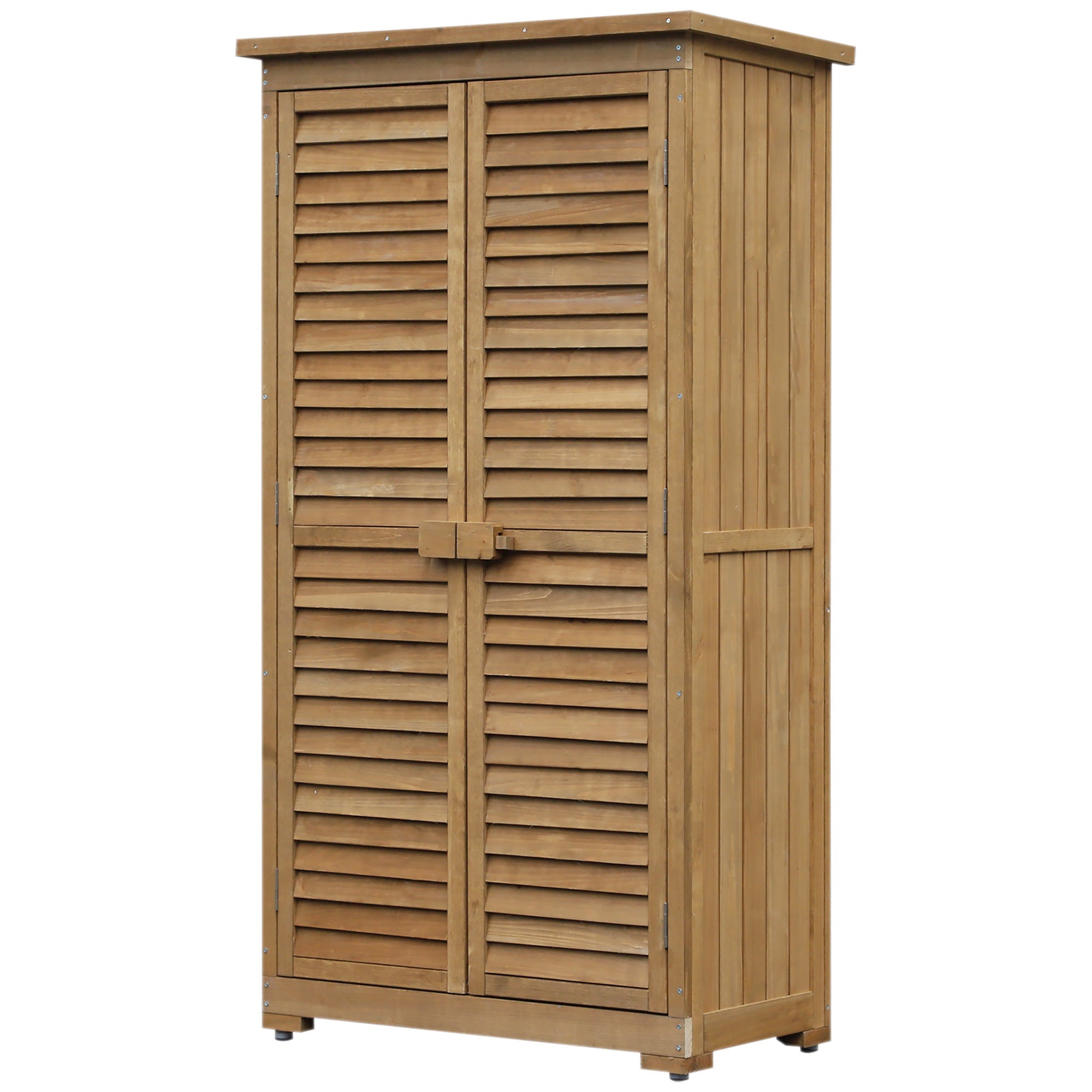 Outsunny Wooden Garden Storage Shed - 3-Tier Shelves Tool Cabinet w/ Asphalt Roof  | TJ Hughes