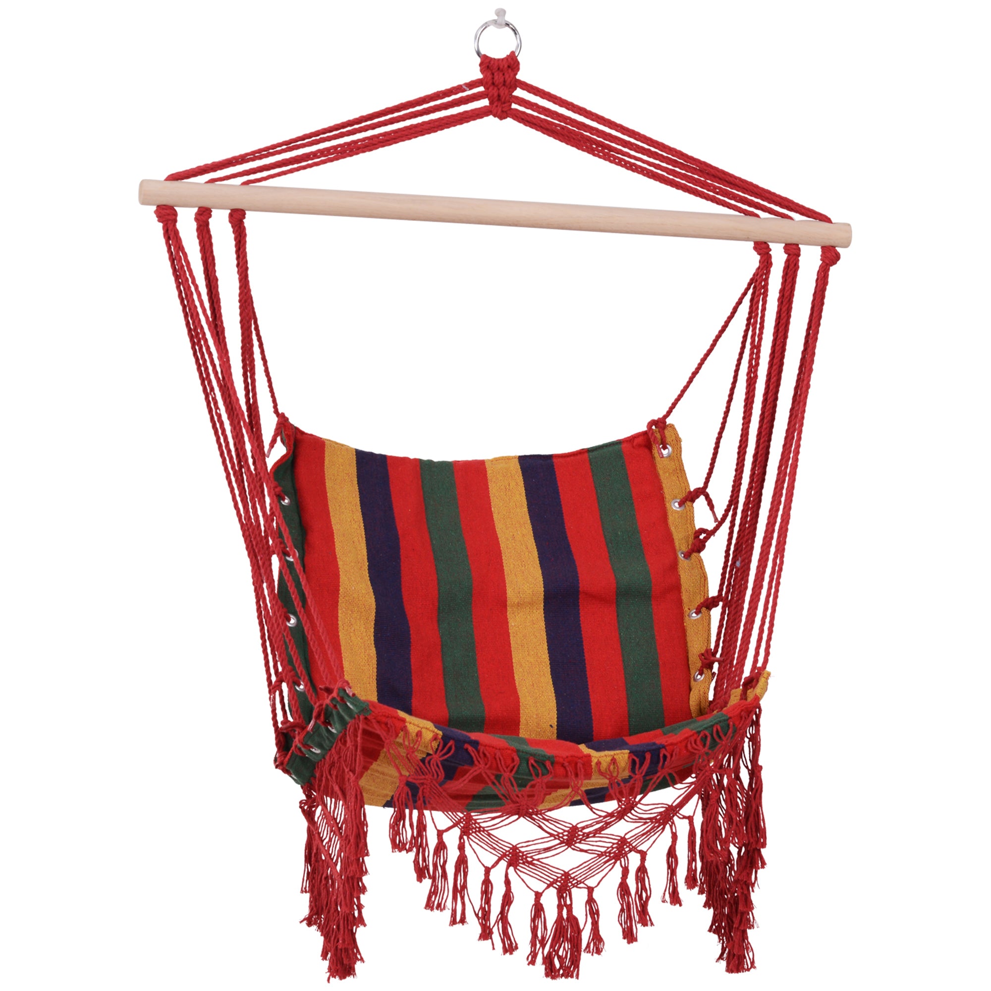 Outsunny Hammock Chair Swing Colourful Striped Seat Porch Indoor Outdoor Hanging  | TJ Hughes