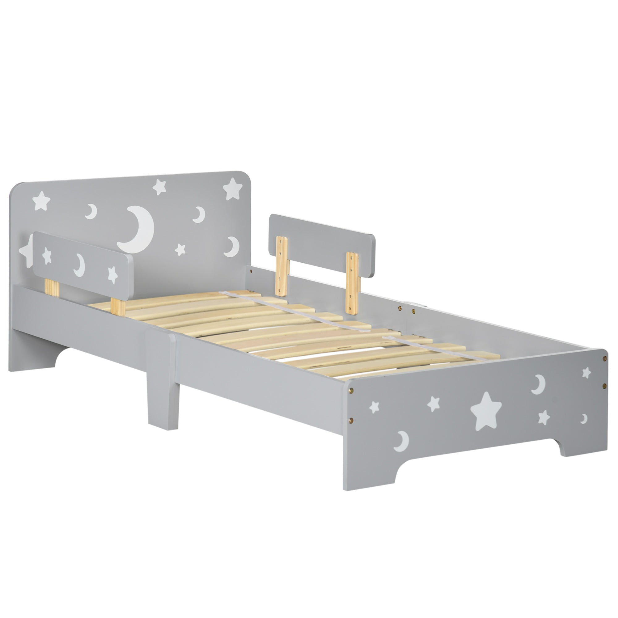 ZONEKIZ Toddler bed w/ Star and Moon Patterns - for Ages 3-6 Years - Grey  | TJ Hughes