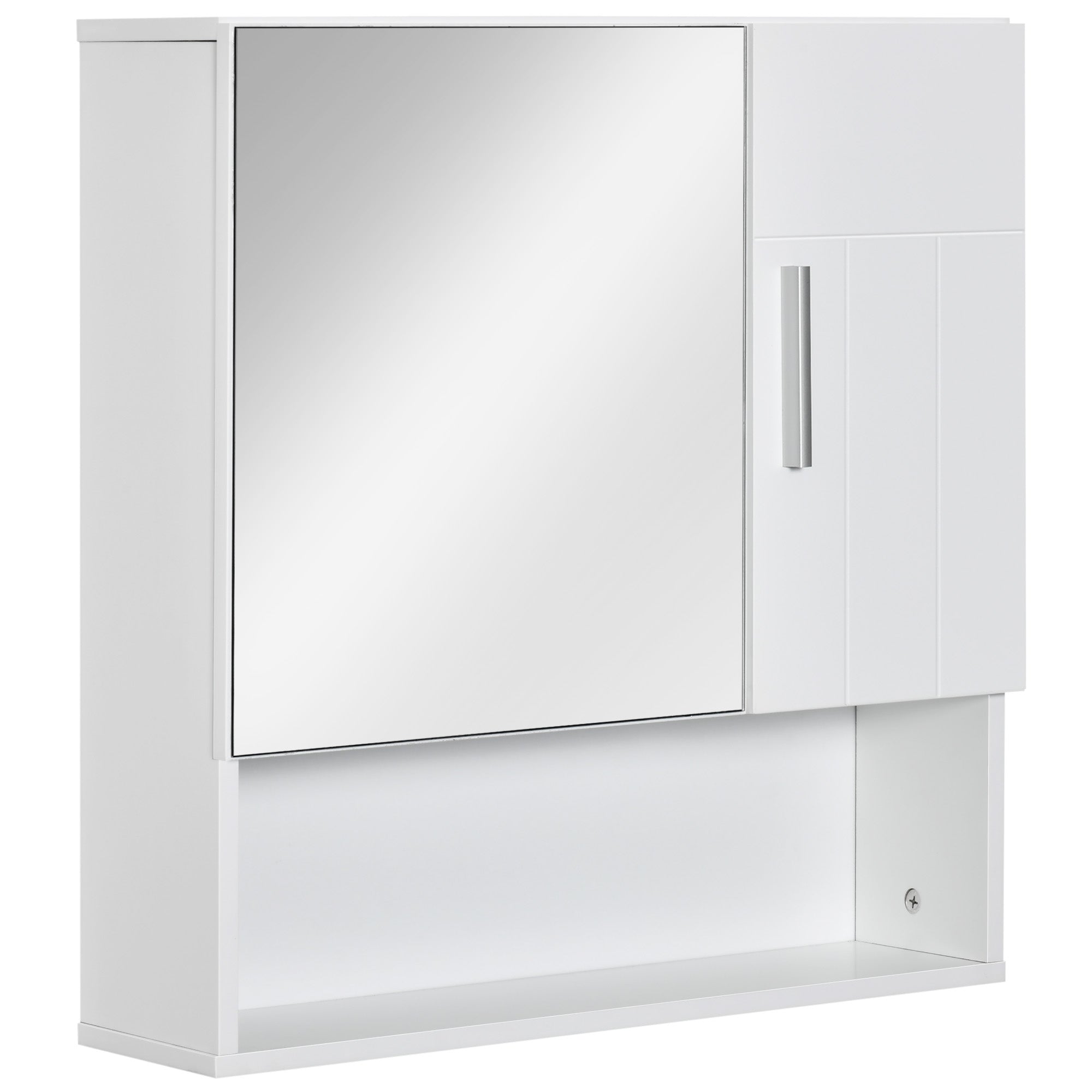 kleankin Bathroom Mirror Cabinet Wall Mount Storage Organizer w/ Door - White  | TJ Hughes