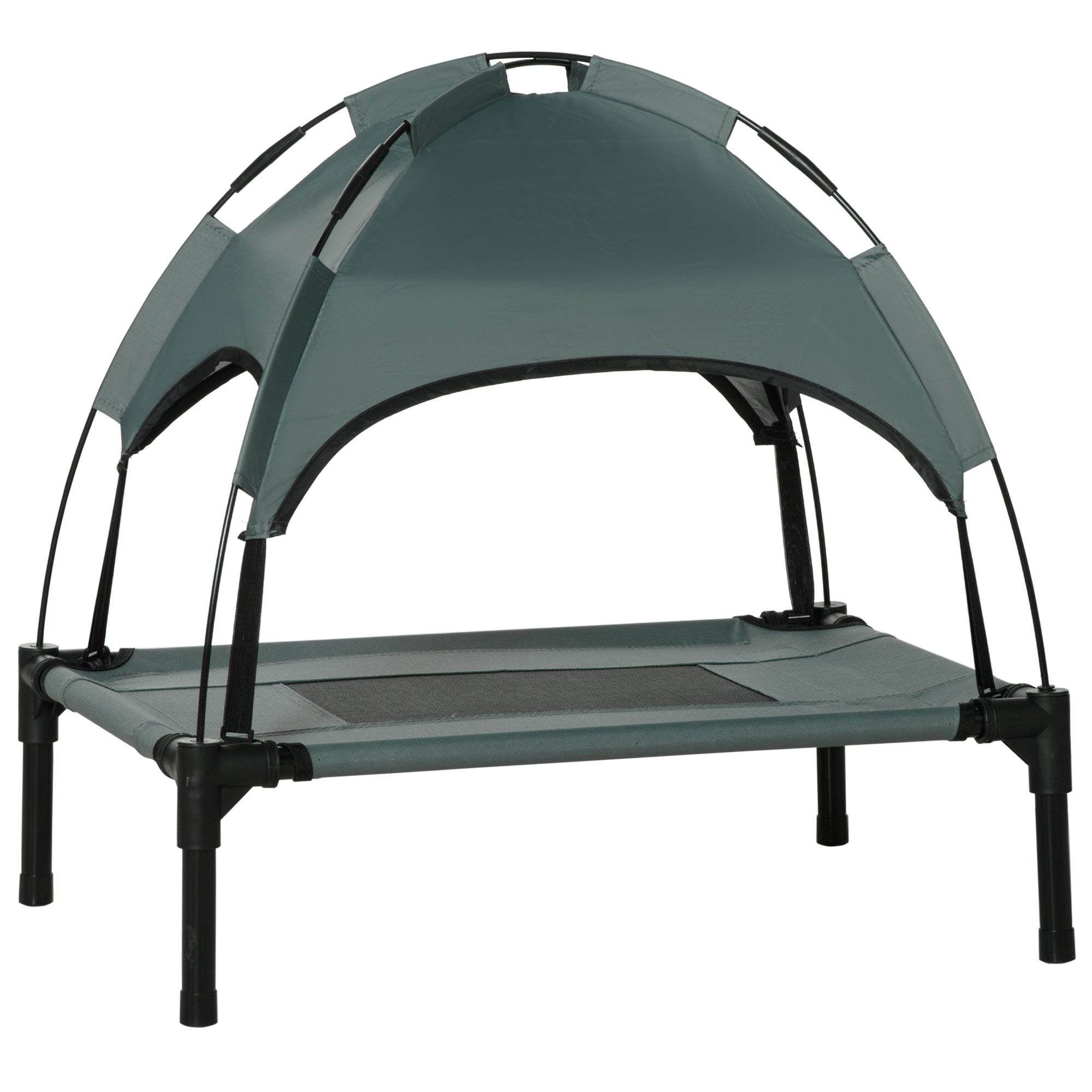 PawHut 61 cm Elevated Portable Dog Cot Cooling Pet Bed with UV Protection Canopy Shade  | TJ Hughes