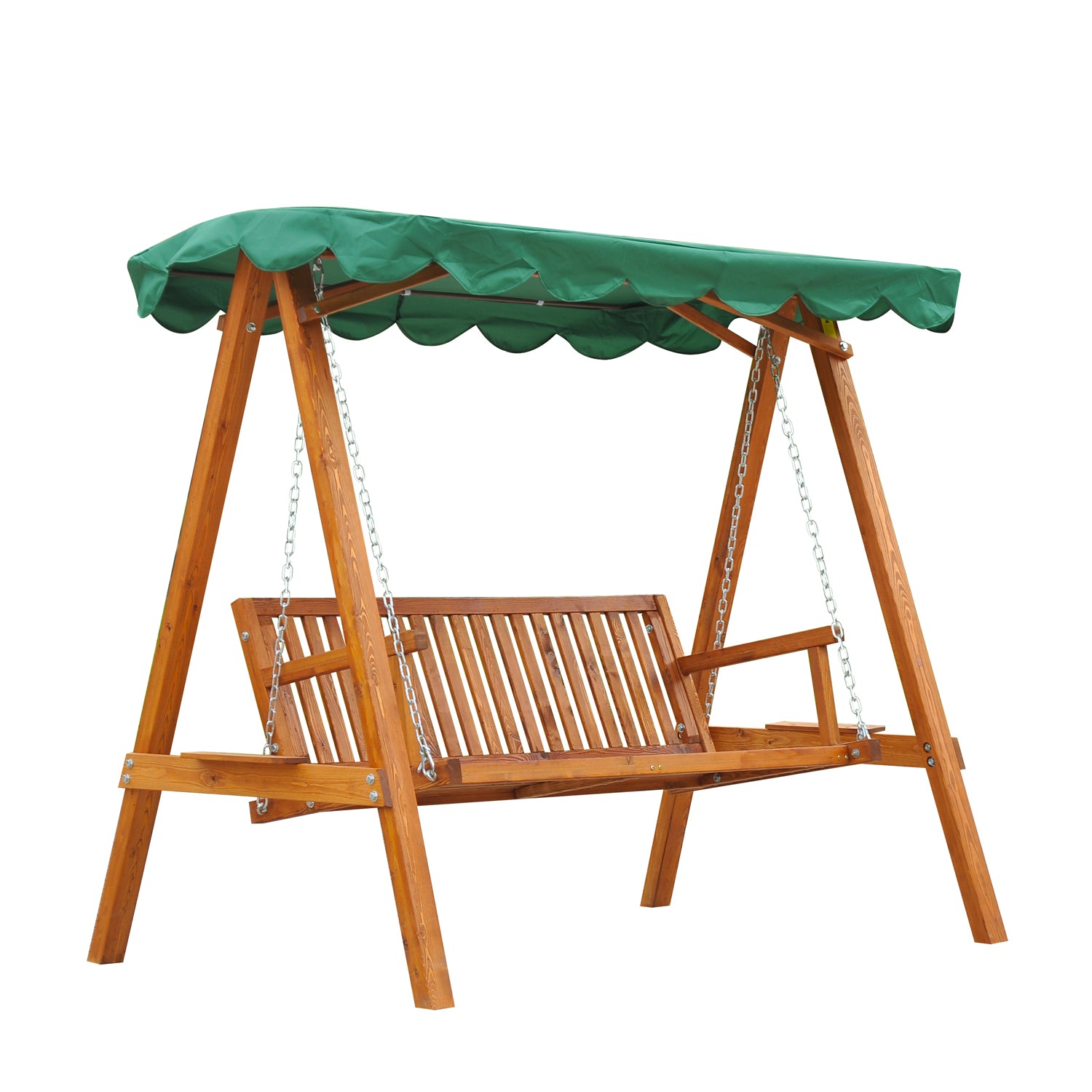 Outsunny Swing Chair 3 Seater Swinging Wooden Hammock Garden Seat Outdoor Canopy  | TJ Hughes