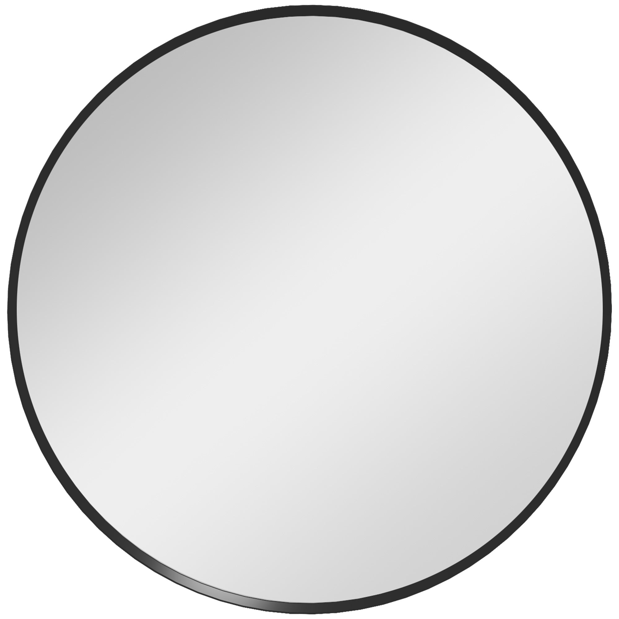 HOMCOM Circle Wall Mirror - 61 cm Round Bathroom Mirror for Living Room - Bedroom - Hallway - Black  | TJ Hughes Brown