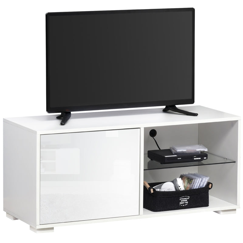 Modern TV Stand Media Unit w/ High Gloss Door Cabinet 2 Shelves Living Room Office Home Furniture White 42" - Home Living  | TJ Hughes