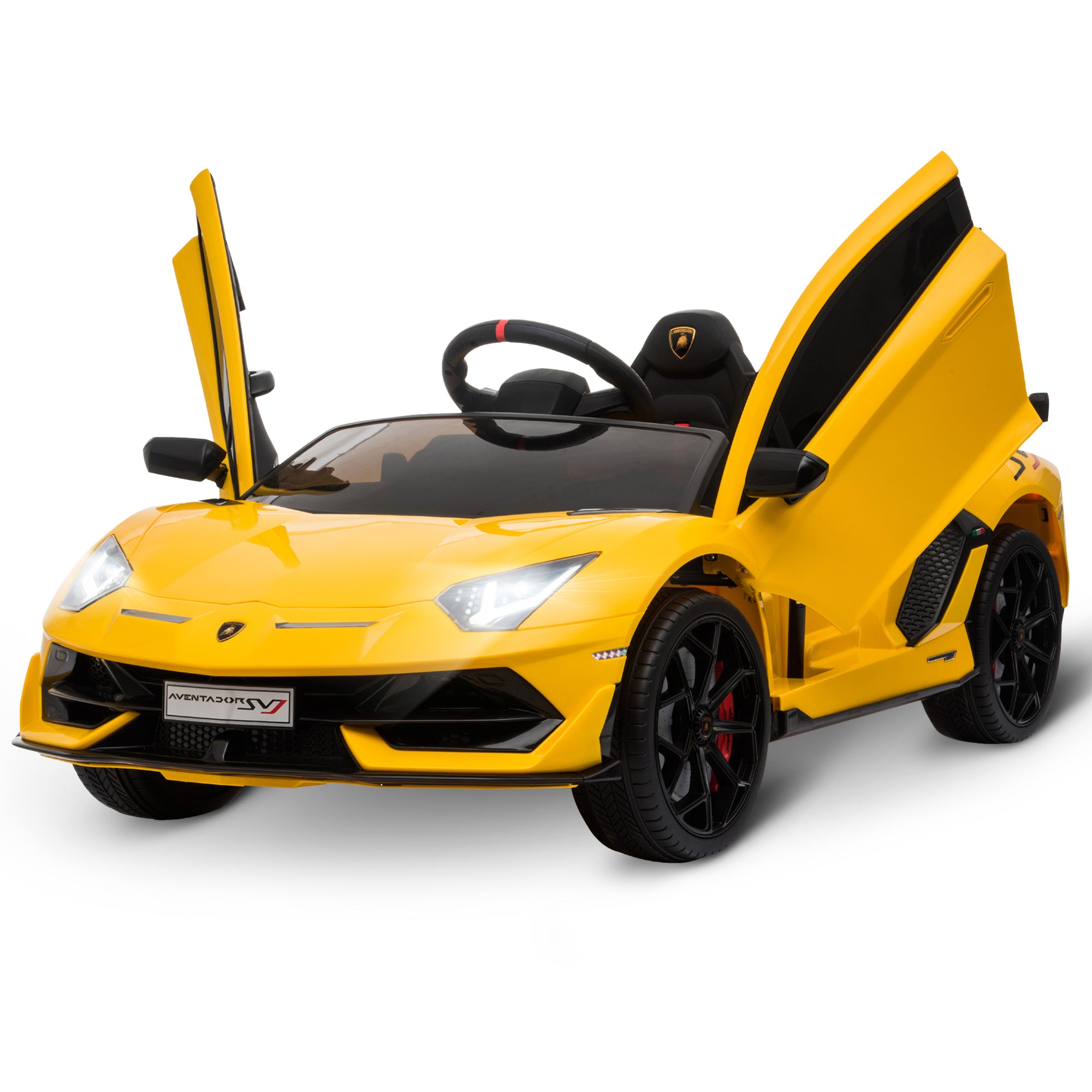 HOMCOM Kids Electric Ride on Lamborghini Aventador 12v - Yellow  | TJ Hughes