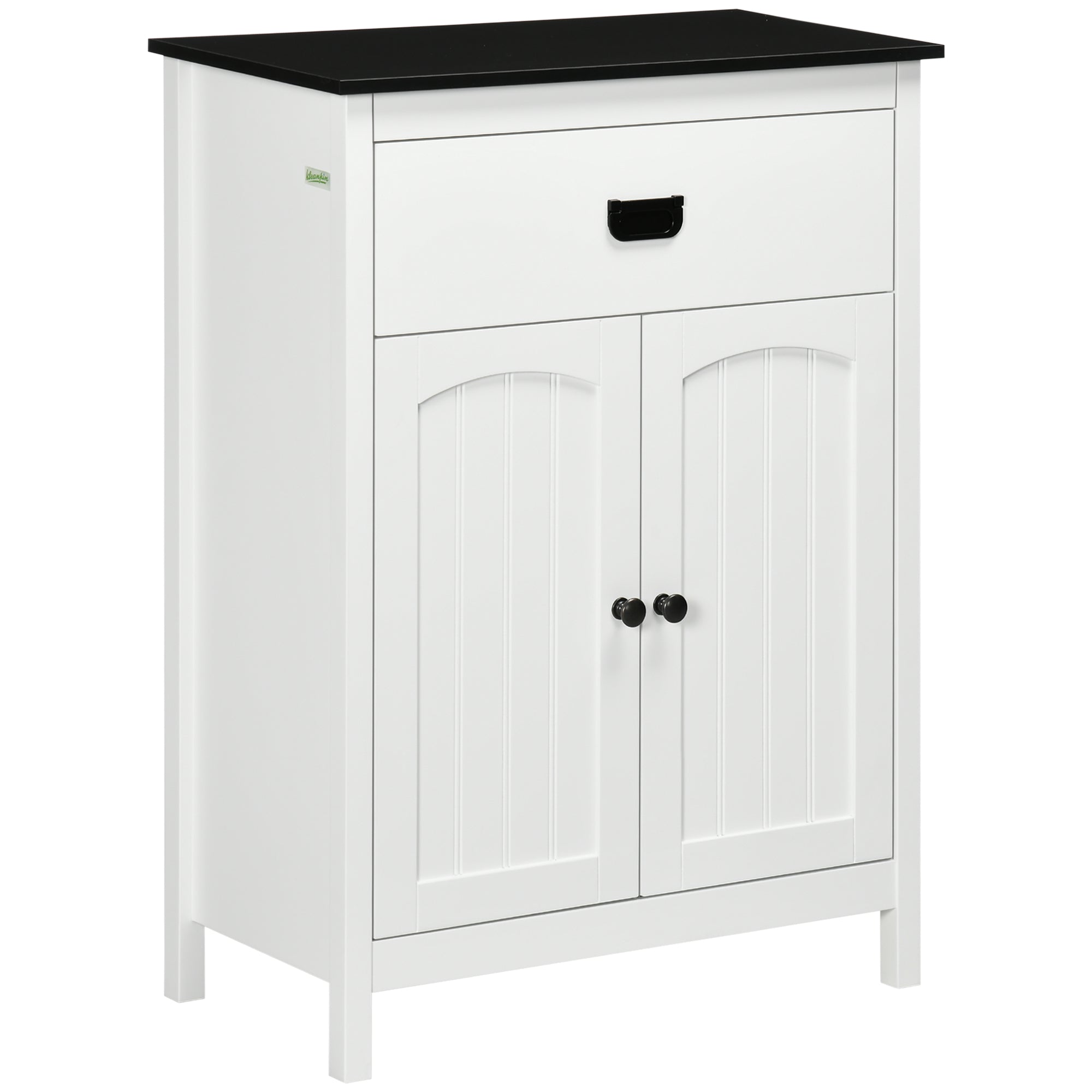 kleankin Bathroom Storage Unit with Drawer Double Door Cabinet Adjustable Shelf  | TJ Hughes