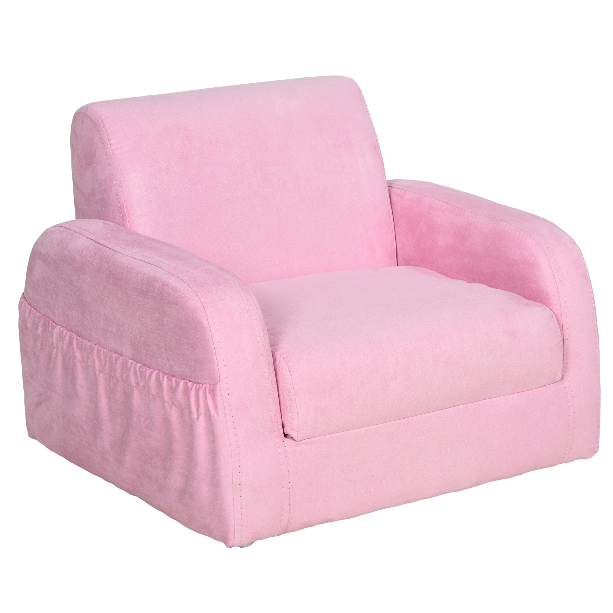 HOMCOM 2 In 1 Kids Armchair Sofa Bed Fold Out Padded Wood Frame Bedroom Pink  | TJ Hughes Grey