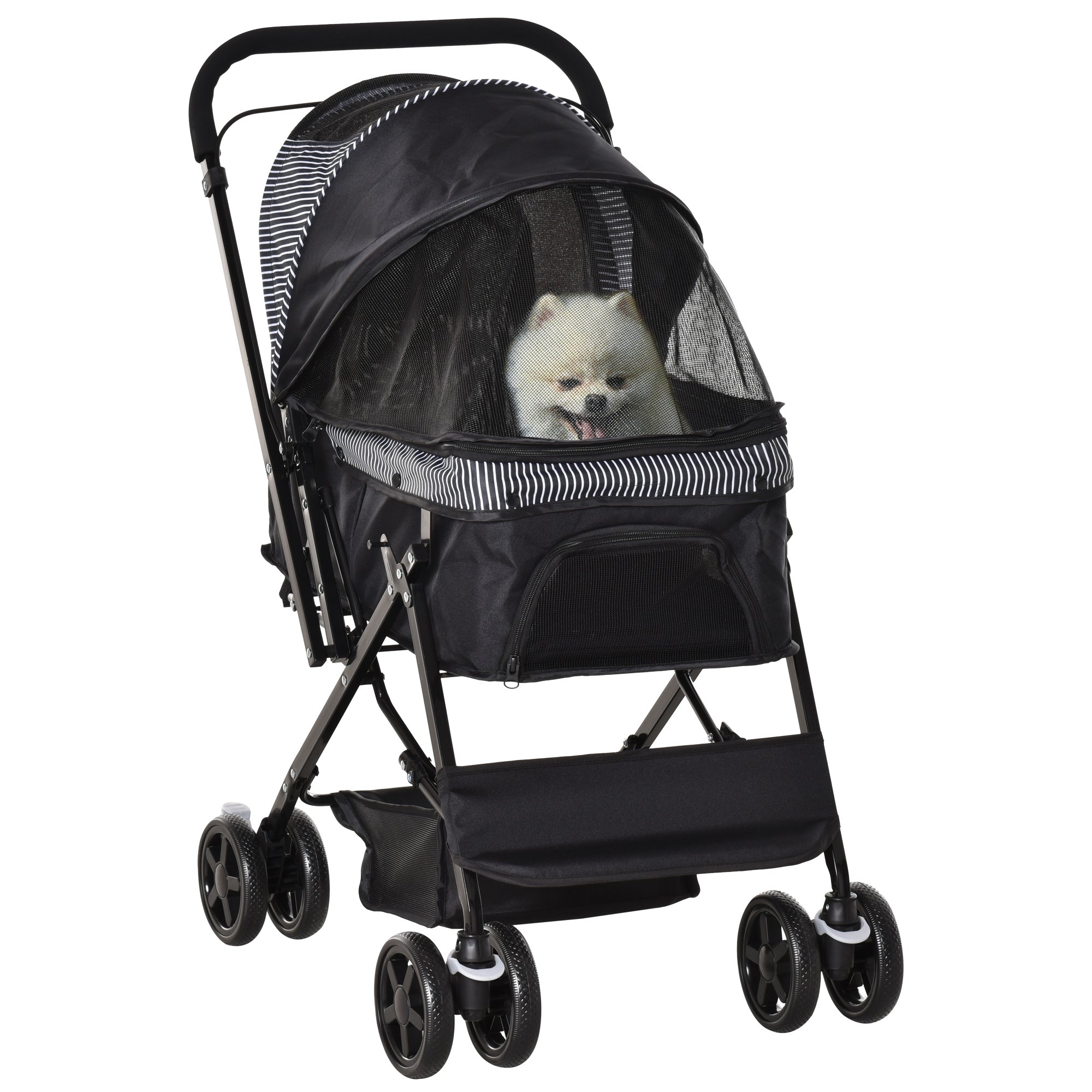 PawHut Pet Stroller Dog Foldable Travel Carriage with Reversible Handle - Black  | TJ Hughes