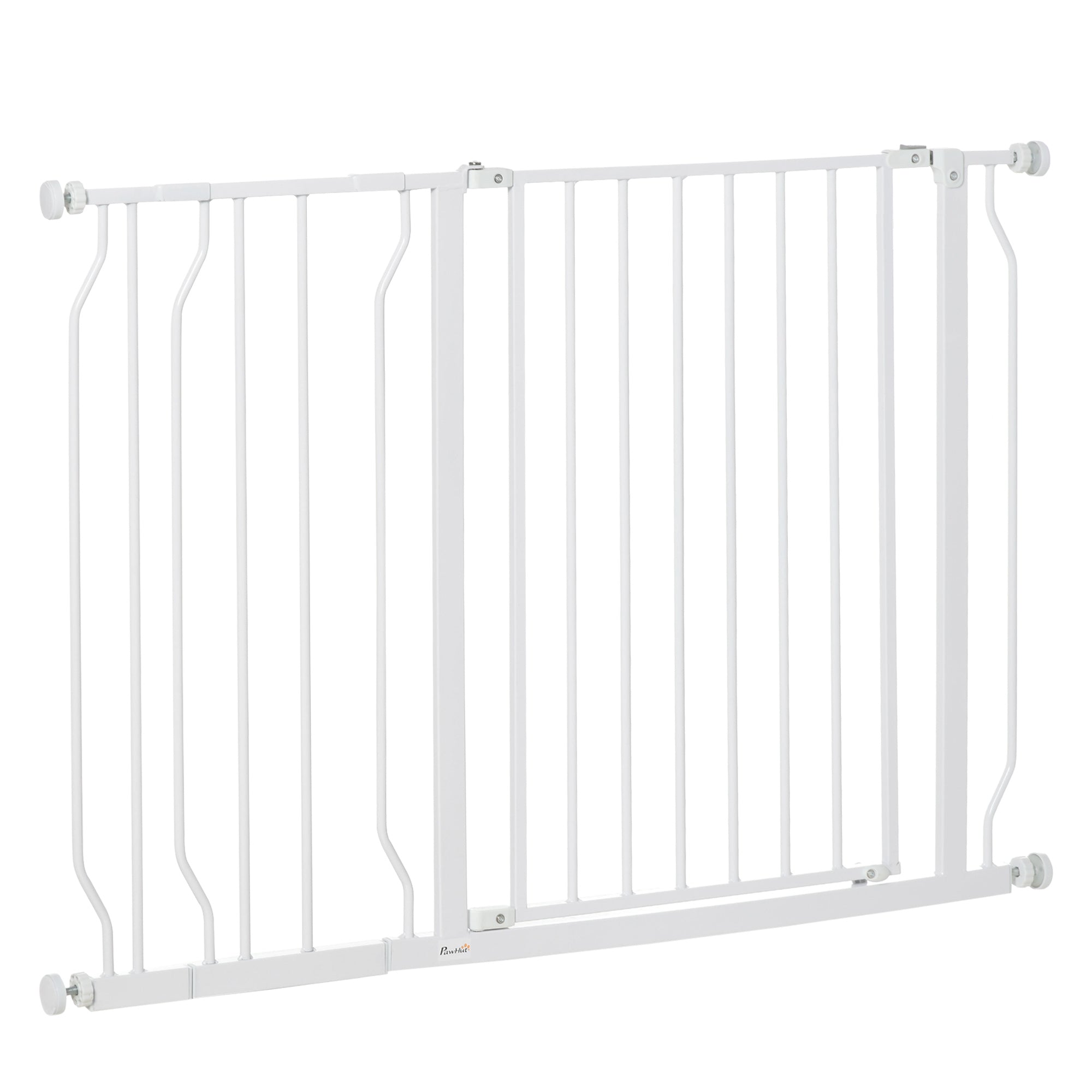 PawHut Dog Gate Wide Stair Gate w/ Door Pressure Fit, 75-115W cm, White