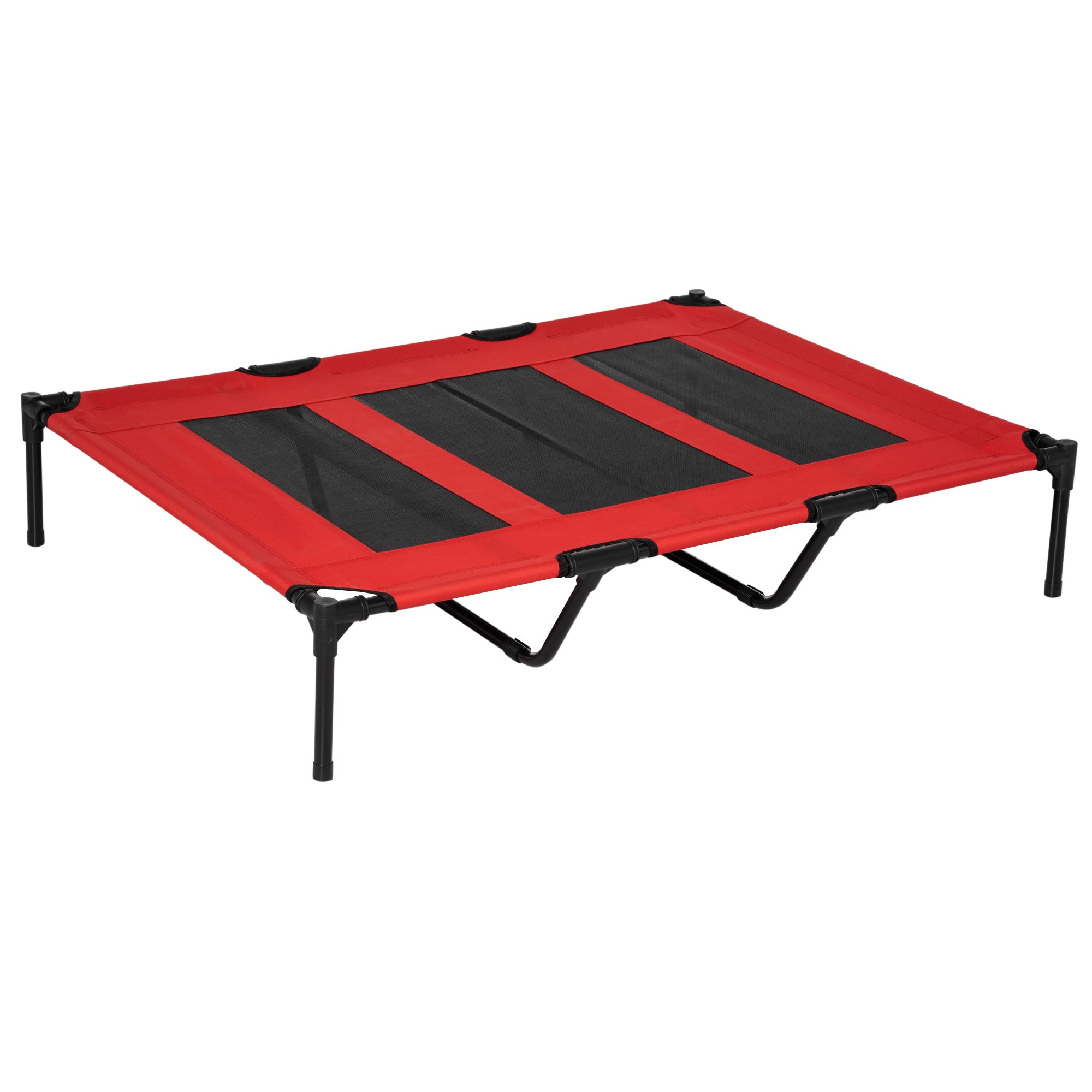 PawHut Raised Dog Bed Cooling Elevated Pet Cot with Breathable Mesh for Indoor Outdoor Use Red - XL - 122 x 92 x 23cm  | TJ Hughes