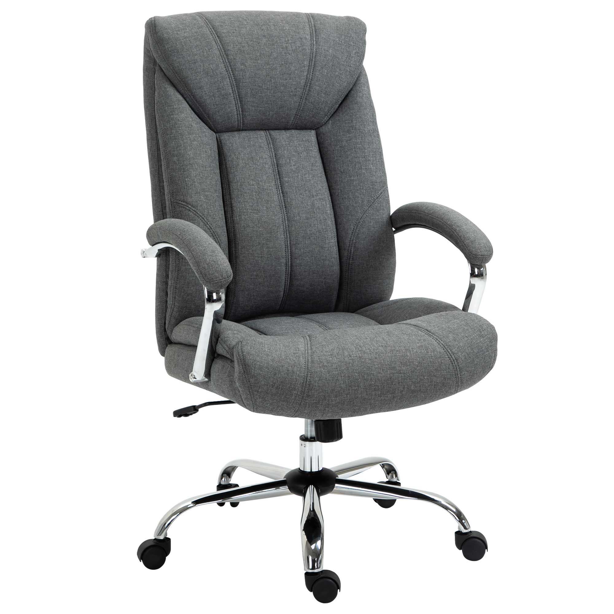 Vinsetto High Back Home Office Chair Swivel Linen Fabric Desk Armchair - Grey  | TJ Hughes