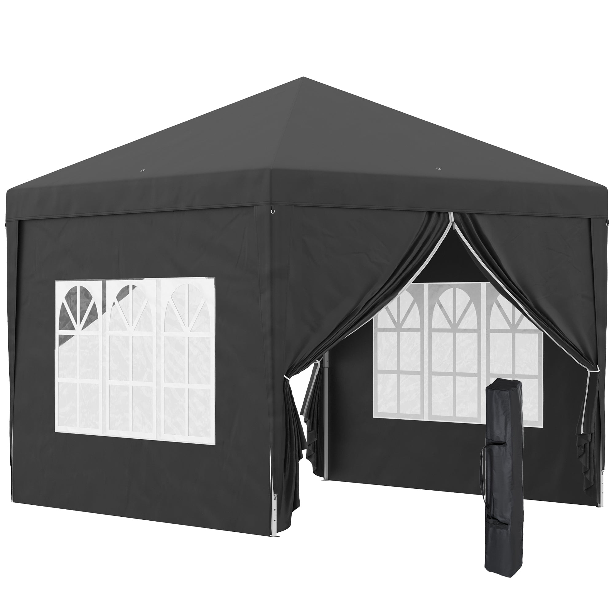 Outsunny 3mx3m Pop Up Gazebo Party Tent Canopy Marquee with Storage Bag Black  | TJ Hughes