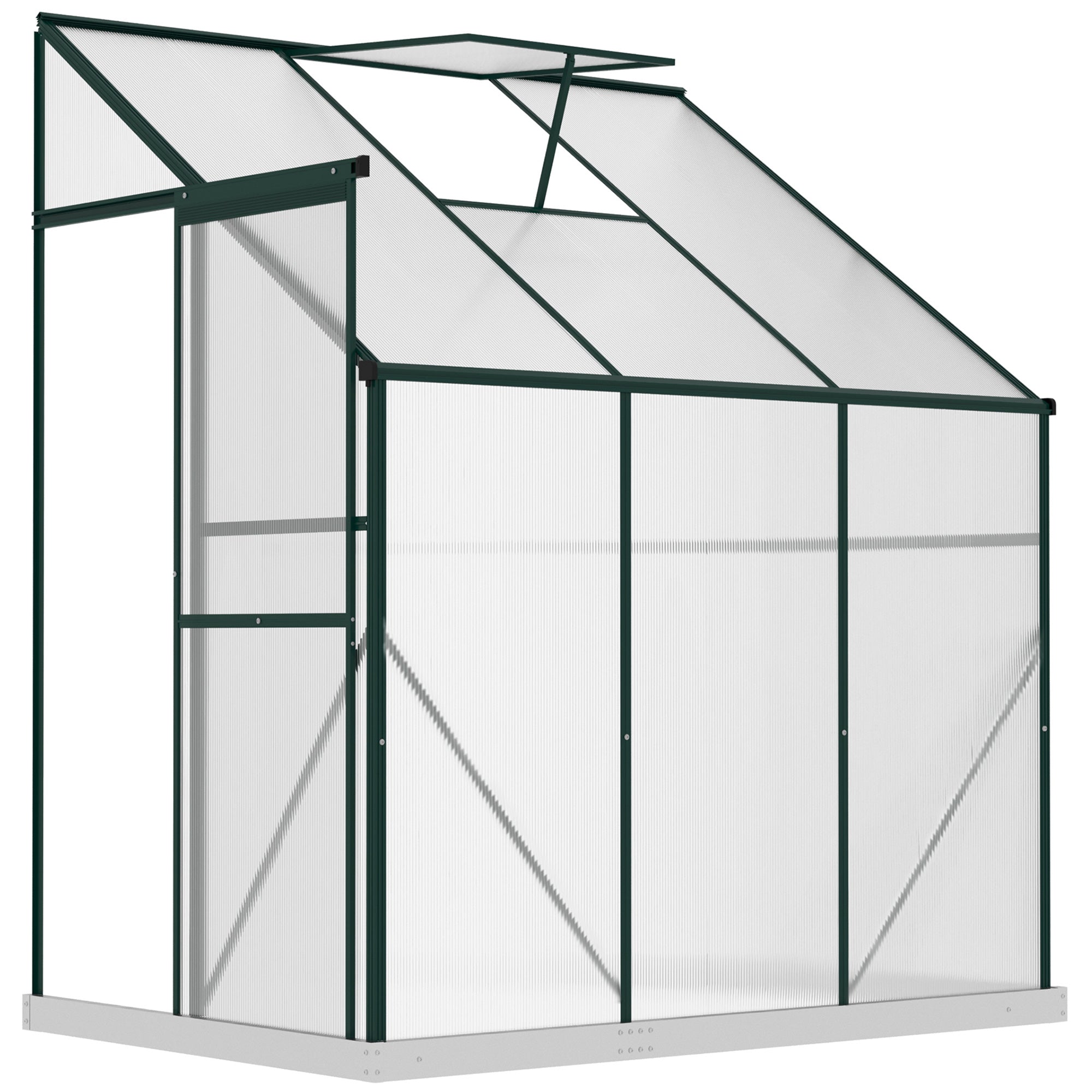 Outsunny Walk-In Garden Greenhouse Aluminum Frame Polycarbonate 6 x 4ft  | TJ Hughes