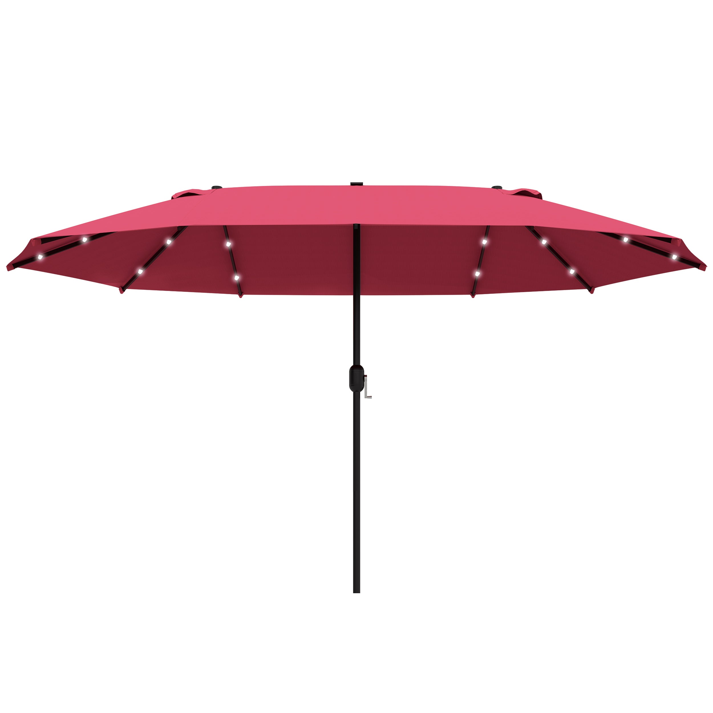 Outsunny 4.4m Double-Sided Sun Umbrella Patio Parasol Solar Lights Wine Red  | TJ Hughes