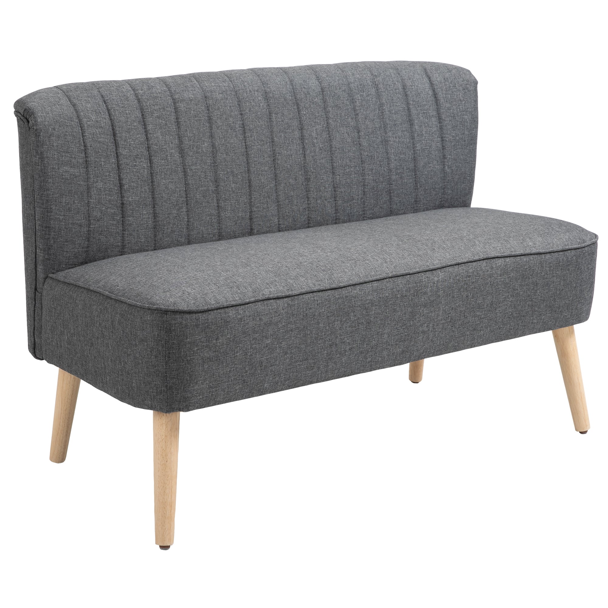 HOMCOM Linen-Feel Double Sofa w/ Wood Frame Padding Back - Dark Grey  | TJ Hughes