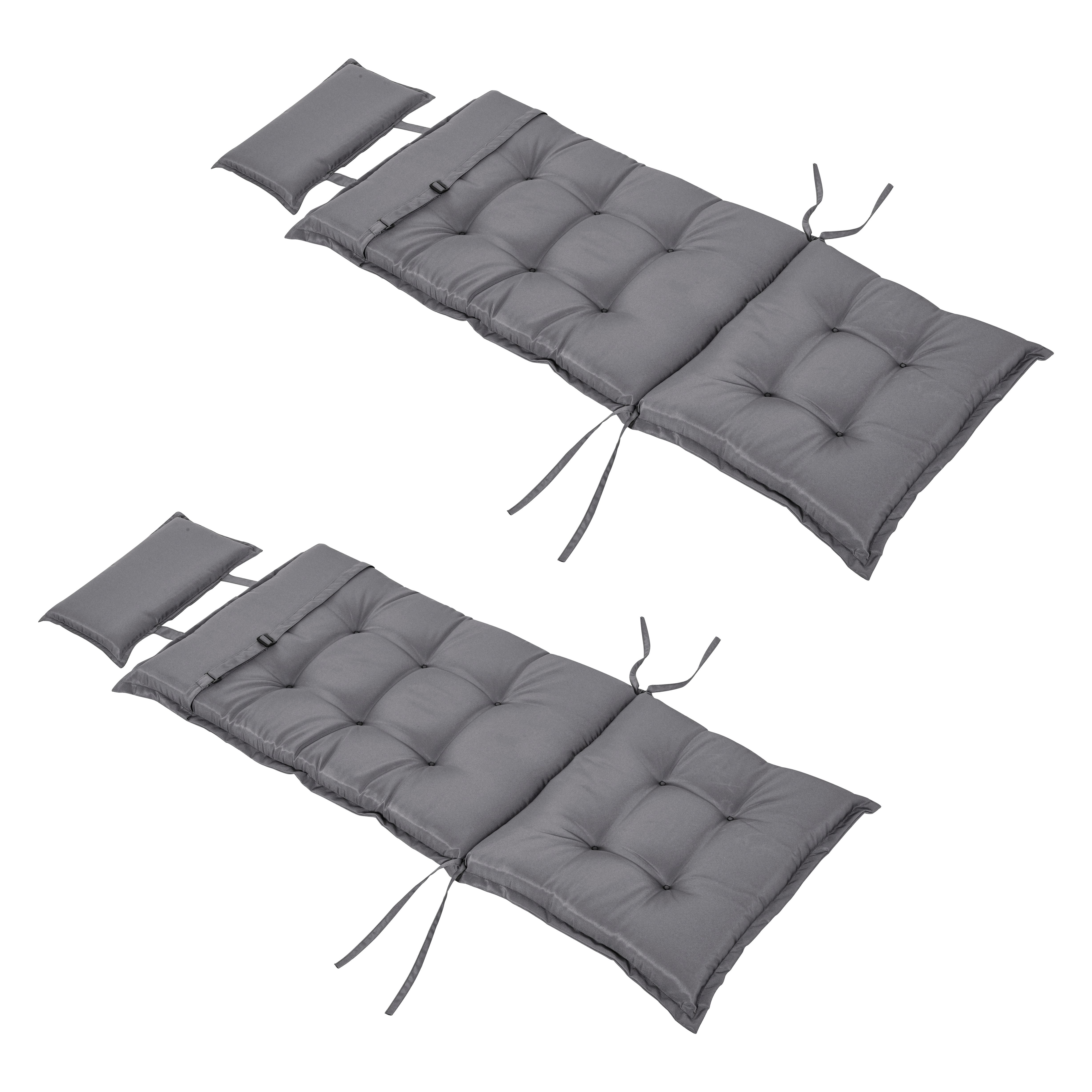 Outsunny 2 Pieces Patio Chair Cushion Set - High Back Seat Pads with Pillow - Grey  | TJ Hughes