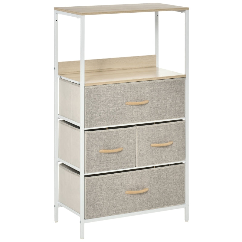 HOMCOM Fabric Chest of Drawers Storage Unit 58x29x103cm - White  | TJ Hughes