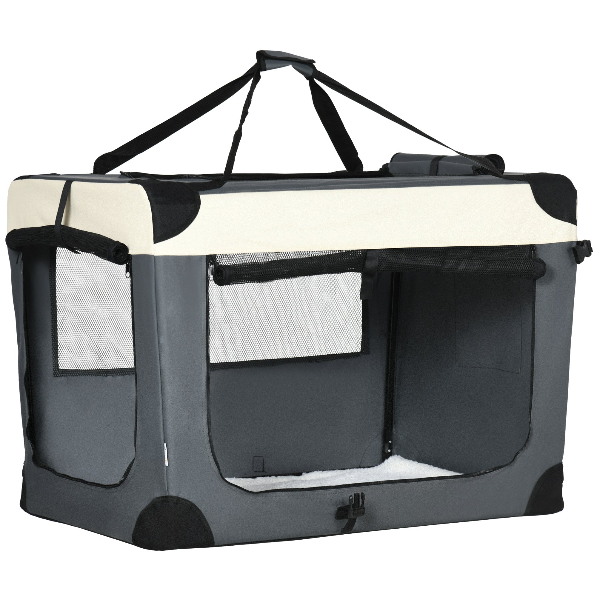 PawHut 91cm Foldable Pet Carrier Bag Soft Travel Dog Crate for Large Dogs Grey  | TJ Hughes