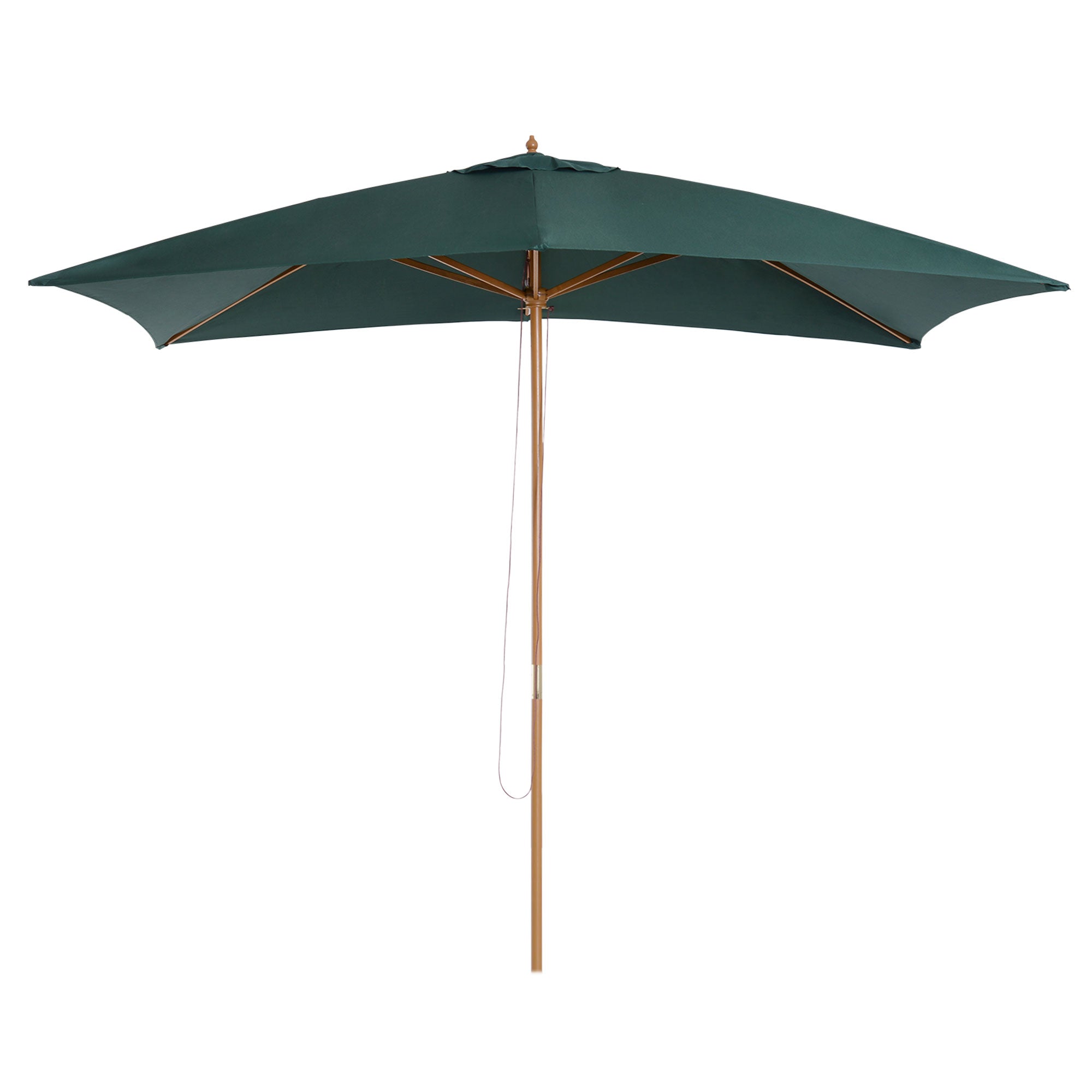 Outsunny Wooden Garden Parasol Sun Shade Patio Umbrella Canopy Green  | TJ Hughes