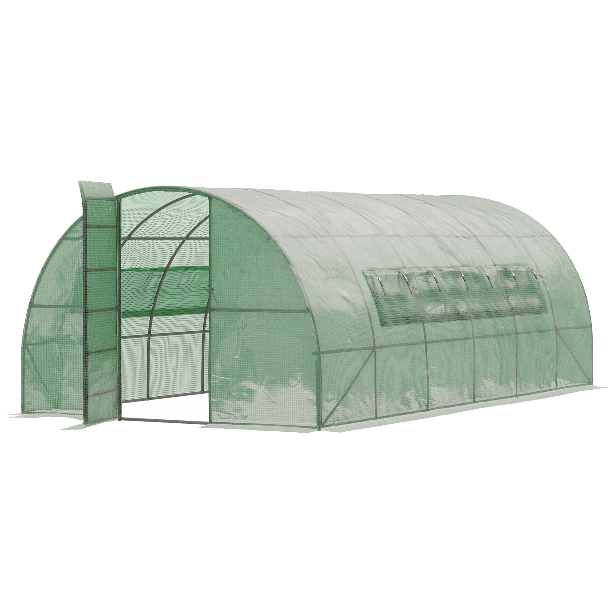 Outsunny 6 x 3M Reinforced Walk-in Polytunnel Garden Greenhouse Steel Frame