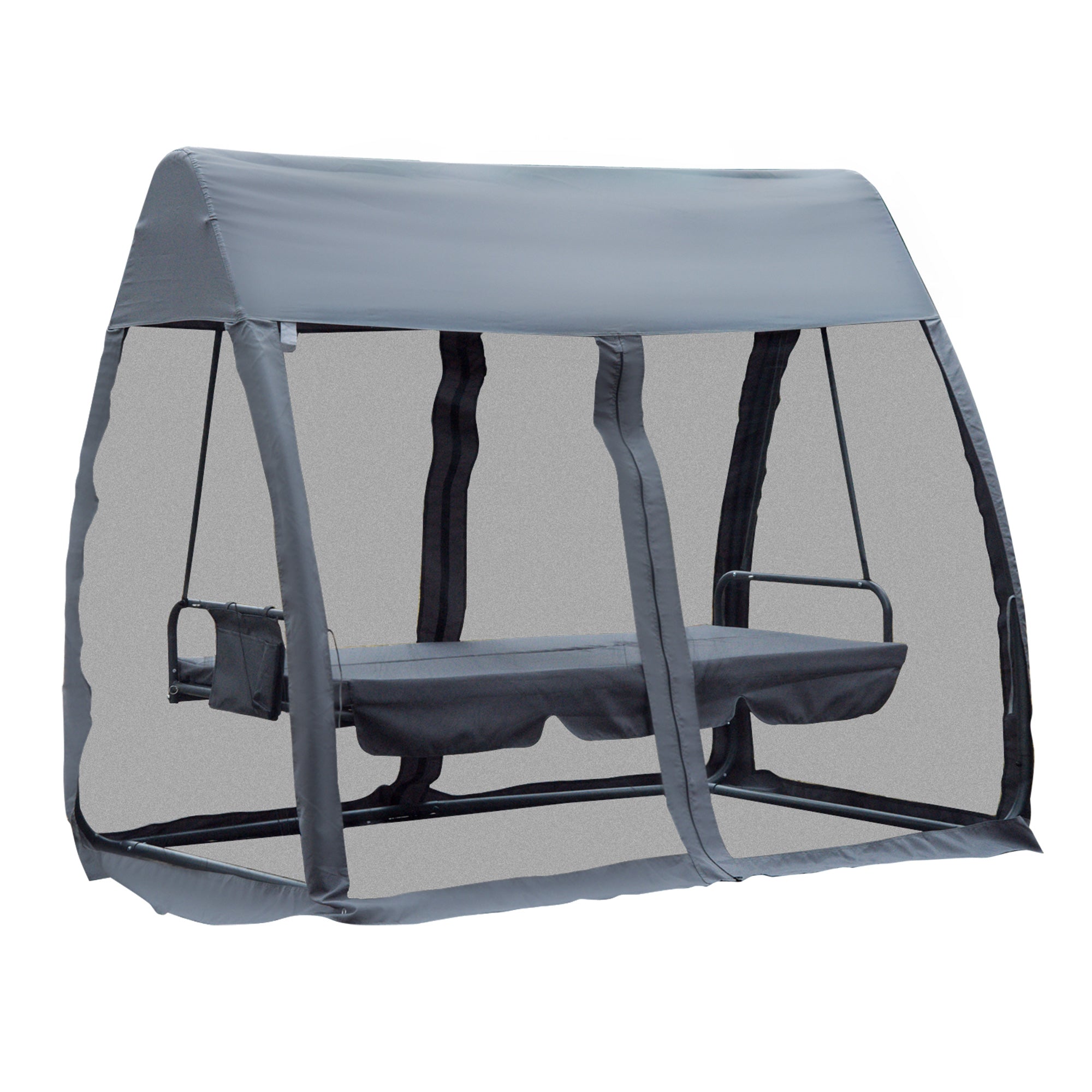 Outsunny Garden Swing Chair Patio Hammock 3 Seater Bench Canopy Lounger Grey  | TJ Hughes