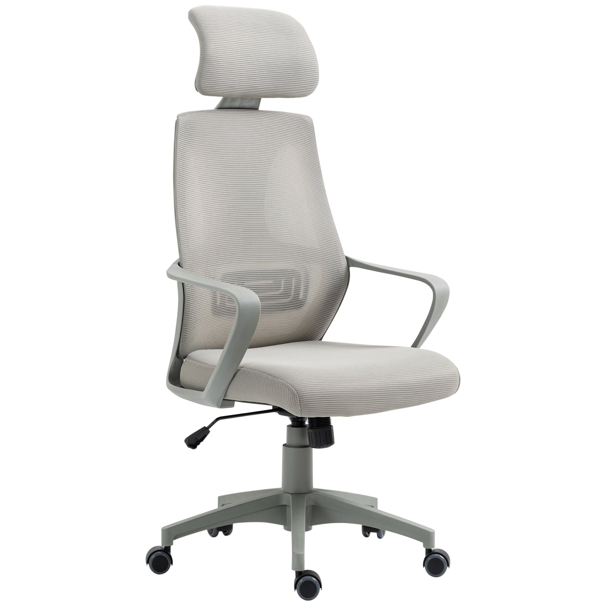 Vinsetto Mesh Back Office Chair w/ Adjustable Height Padded Headrest Grey  | TJ Hughes