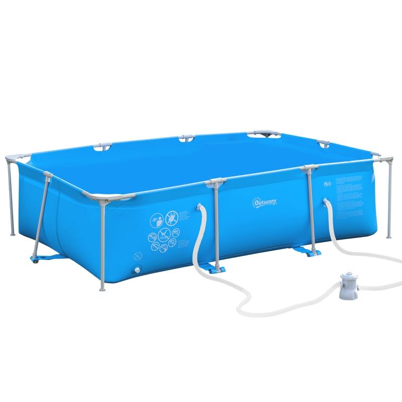 Outsunny Swimming Pool with Steel Frame & Filter  252L x 152W x 65H cm - Blue  | TJ Hughes