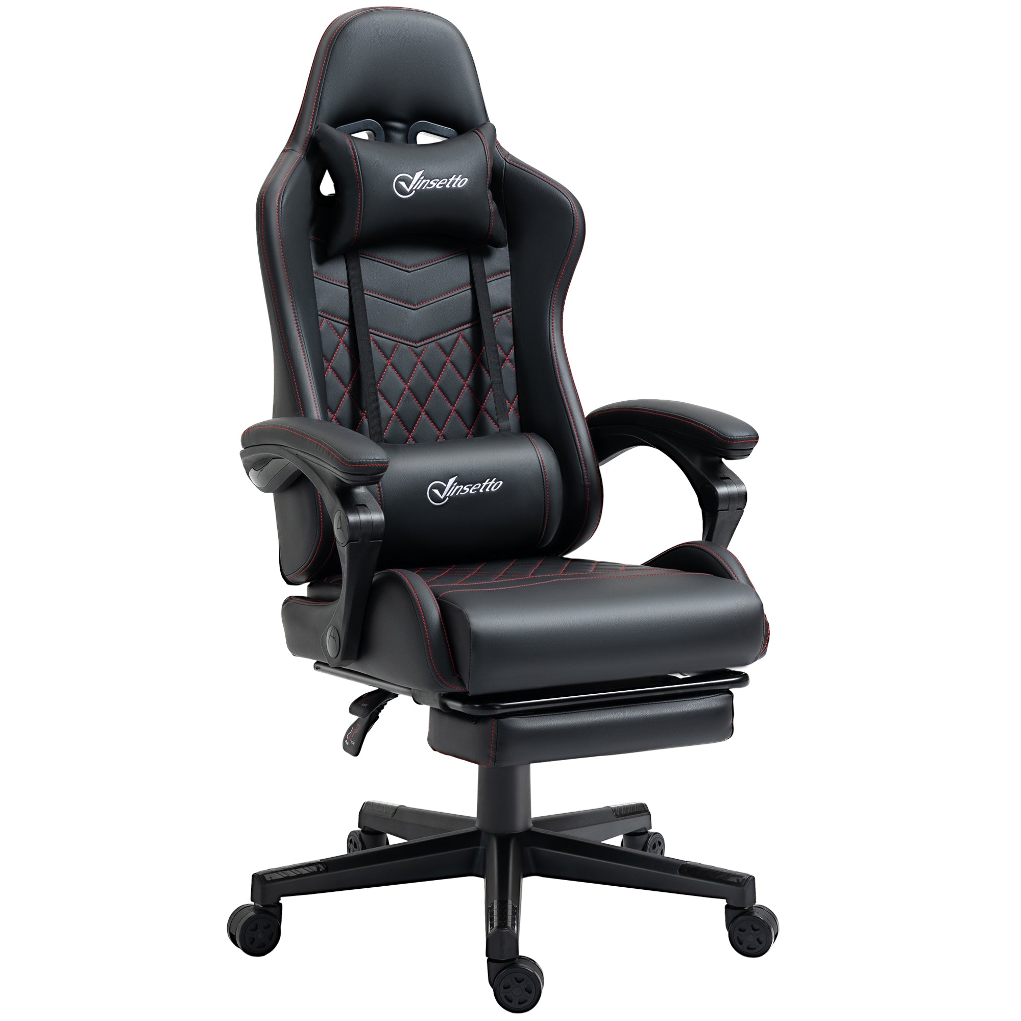 Vinsetto Racing Gaming Chair Faux Leather Gamer Recliner Home Office - Black  | TJ Hughes