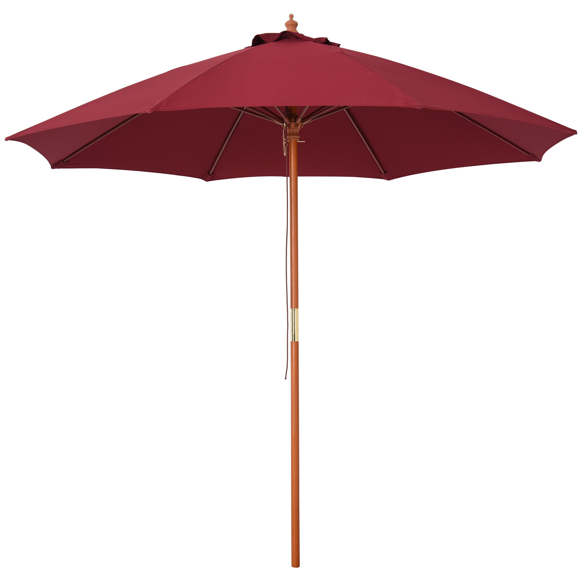 Outsunny 2.5m Wooden Garden Parasol Outdoor Umbrella Canopy w/ Vent Red  | TJ Hughes