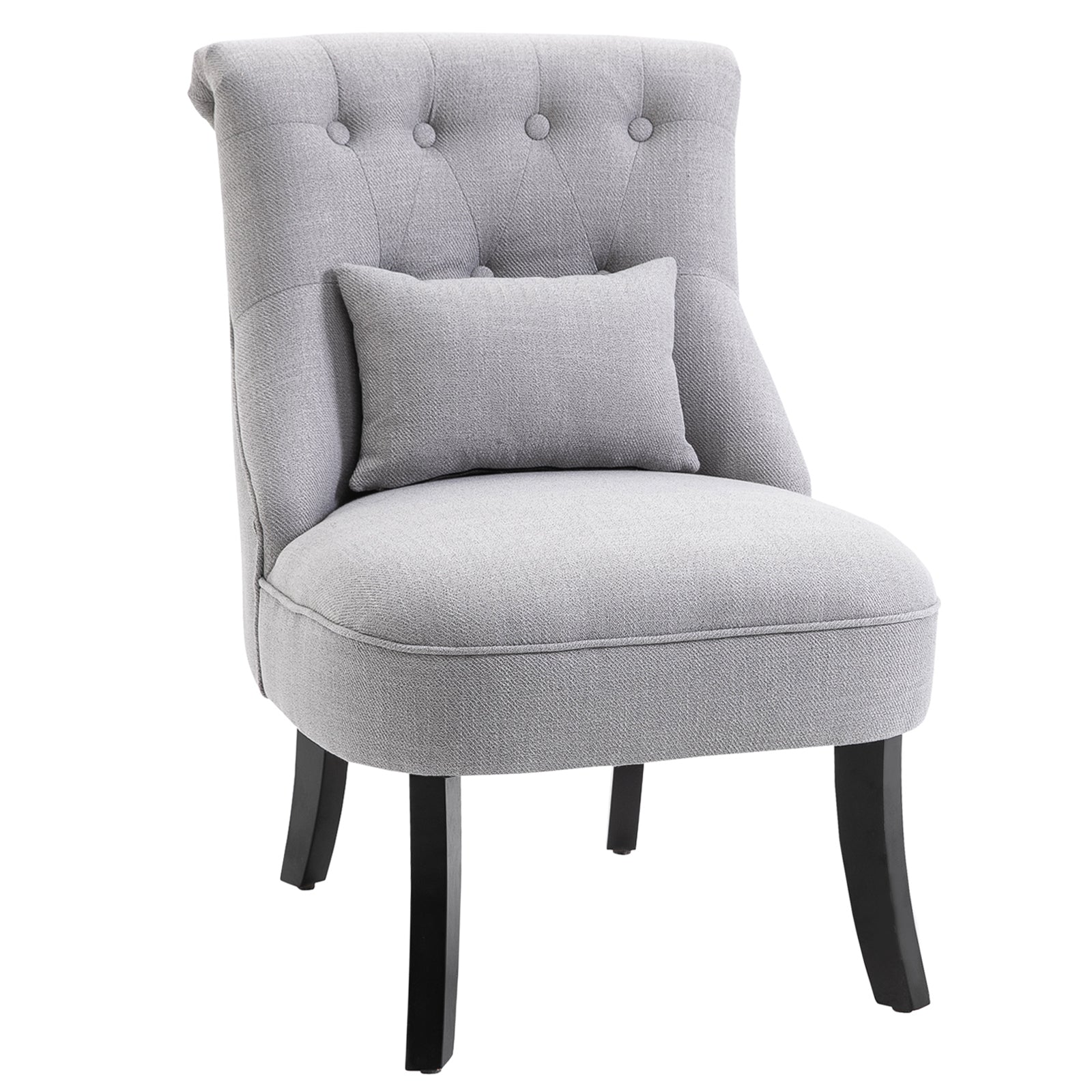 HOMCOM Fabric Single Sofa Armchair Upholstered w/Pillow Wood Leg Livingroom Grey  | TJ Hughes