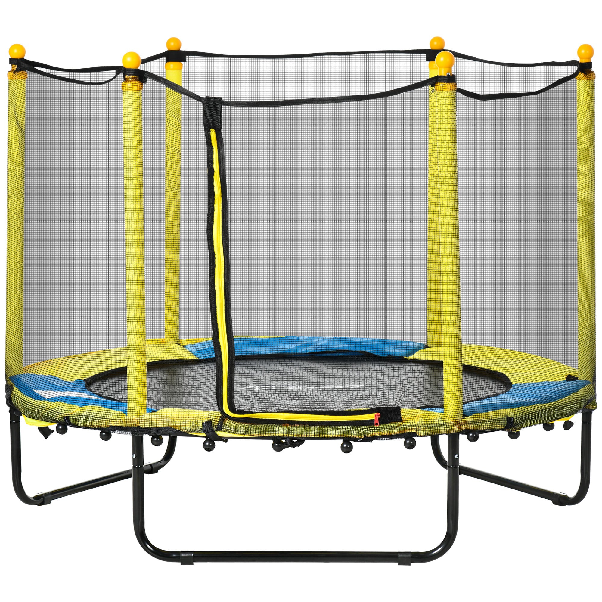 HOMCOM 4.6FT Kids Trampoline w/ Enclosure - for Kids 1-10 Years - Yellow  | TJ Hughes