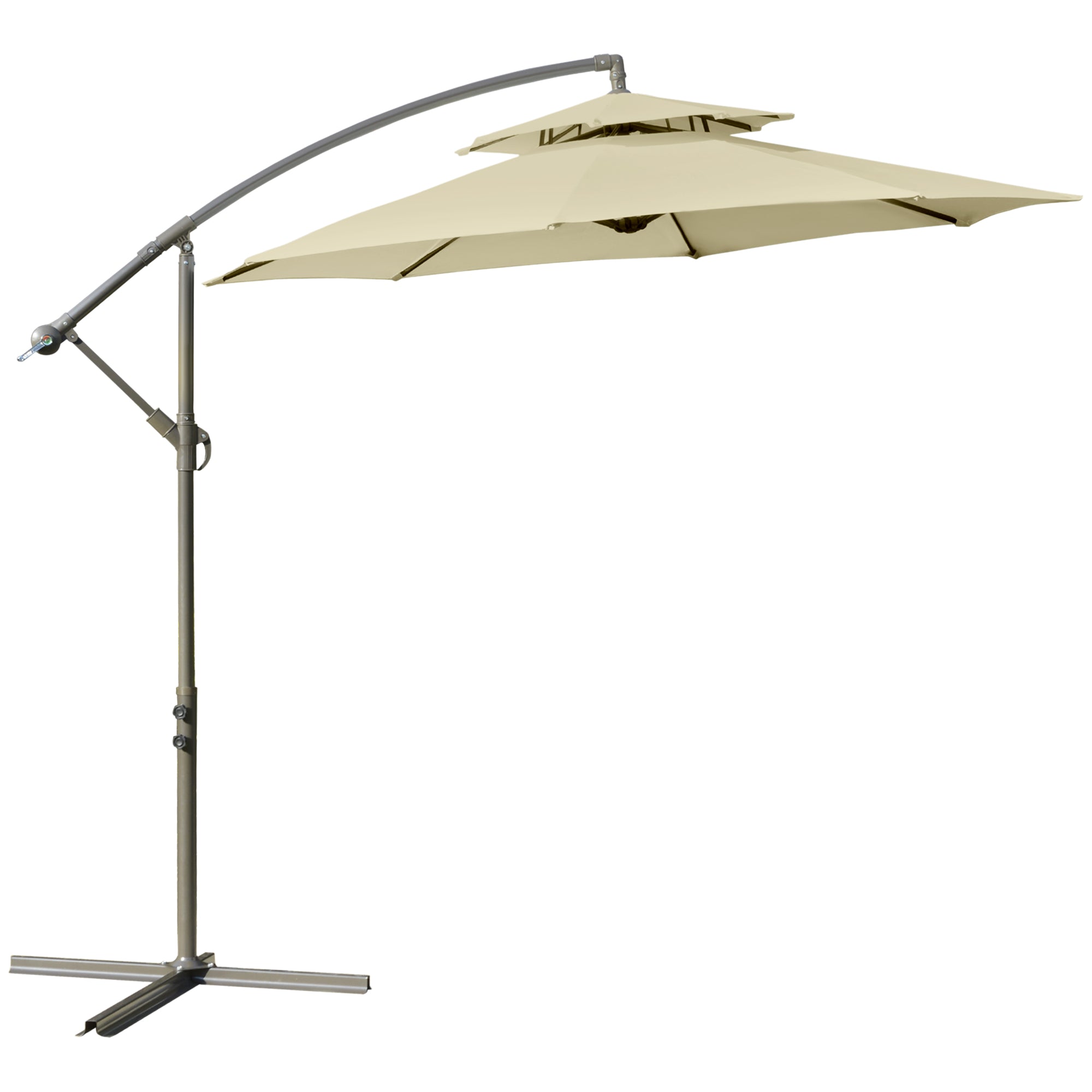 Outsunny 2.7m Cantilever Banana Parasol Outdoor Sun Shade w/ Crank - Beige  | TJ Hughes