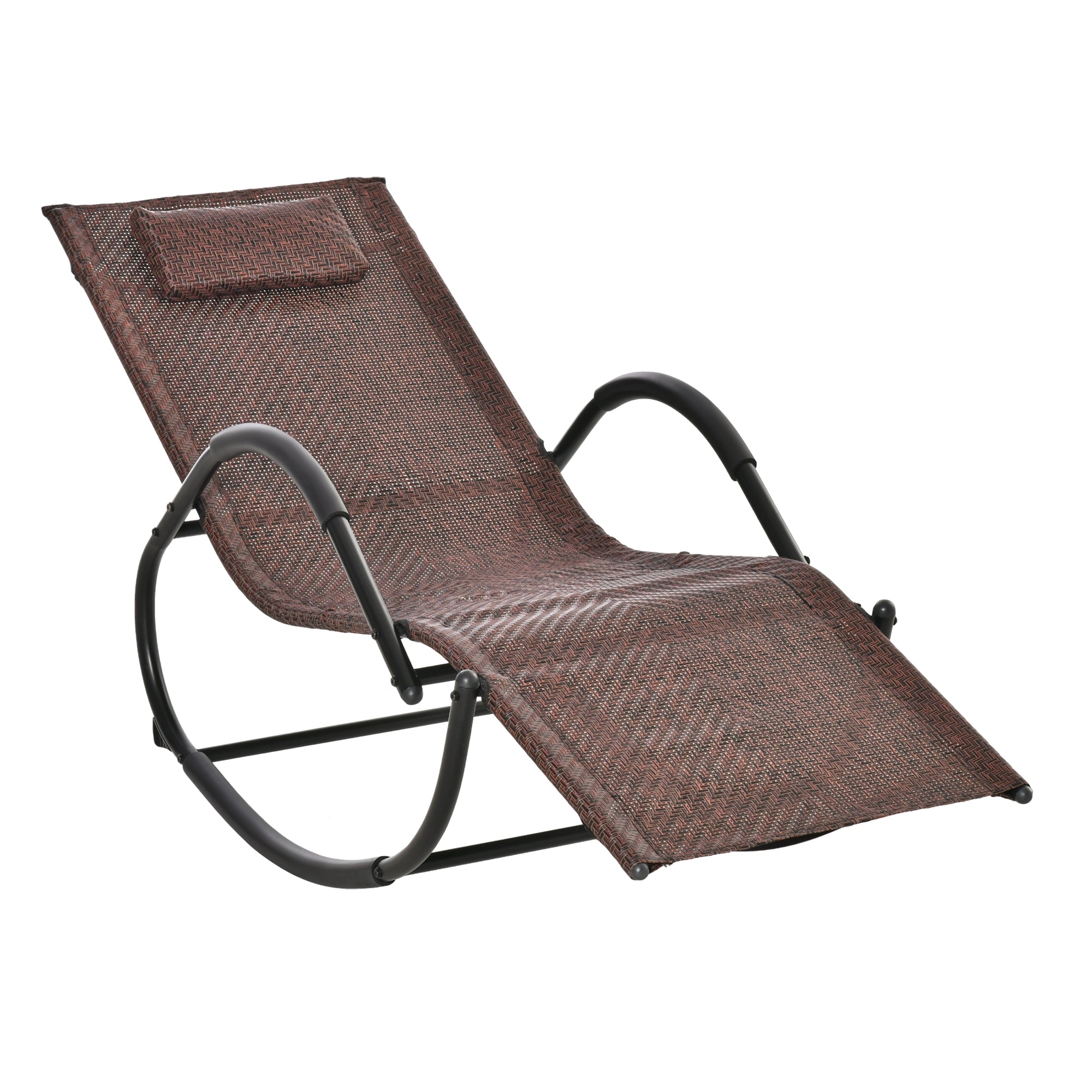 Outsunny Zero Gravity Rocking Lounge Chair Pillow Garden Outdoor Furniture Brown  | TJ Hughes