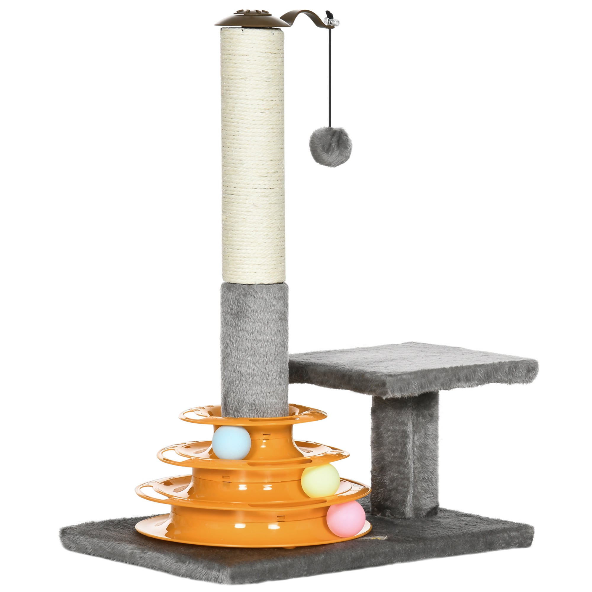 PawHut 56cm Cat Tree for Indoor Cats - Scratching Post w/ Cat Toys - Grey  | TJ Hughes