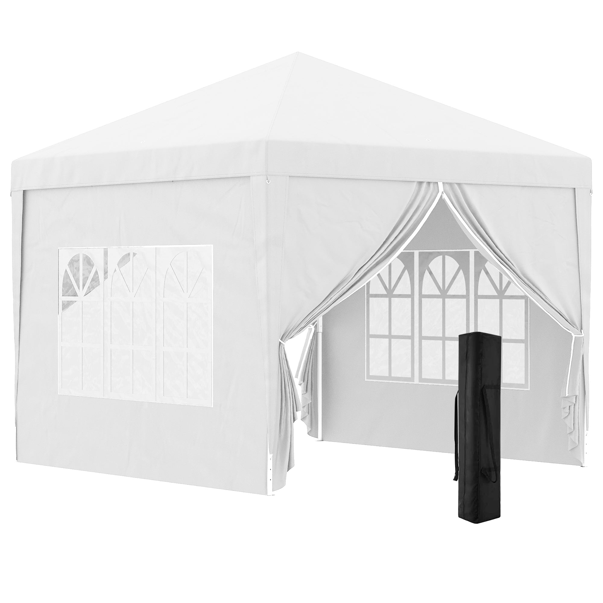 Outsunny 3mx3m Pop Up Gazebo Party Tent Canopy Marquee with Storage Bag White  | TJ Hughes Black