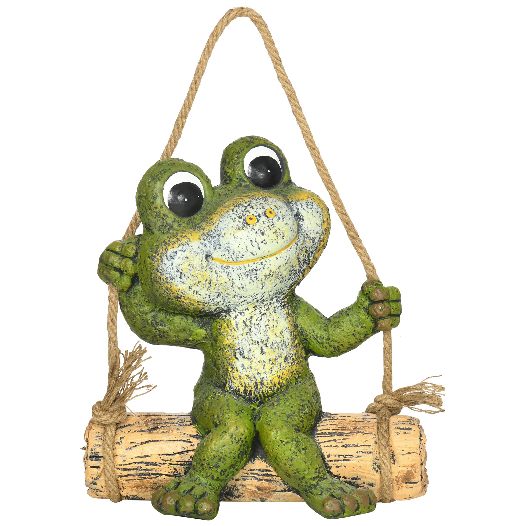 Outsunny Hanging Frog on Swing Sculpture Garden Statue Indoor Outdoor Ornament  | TJ Hughes